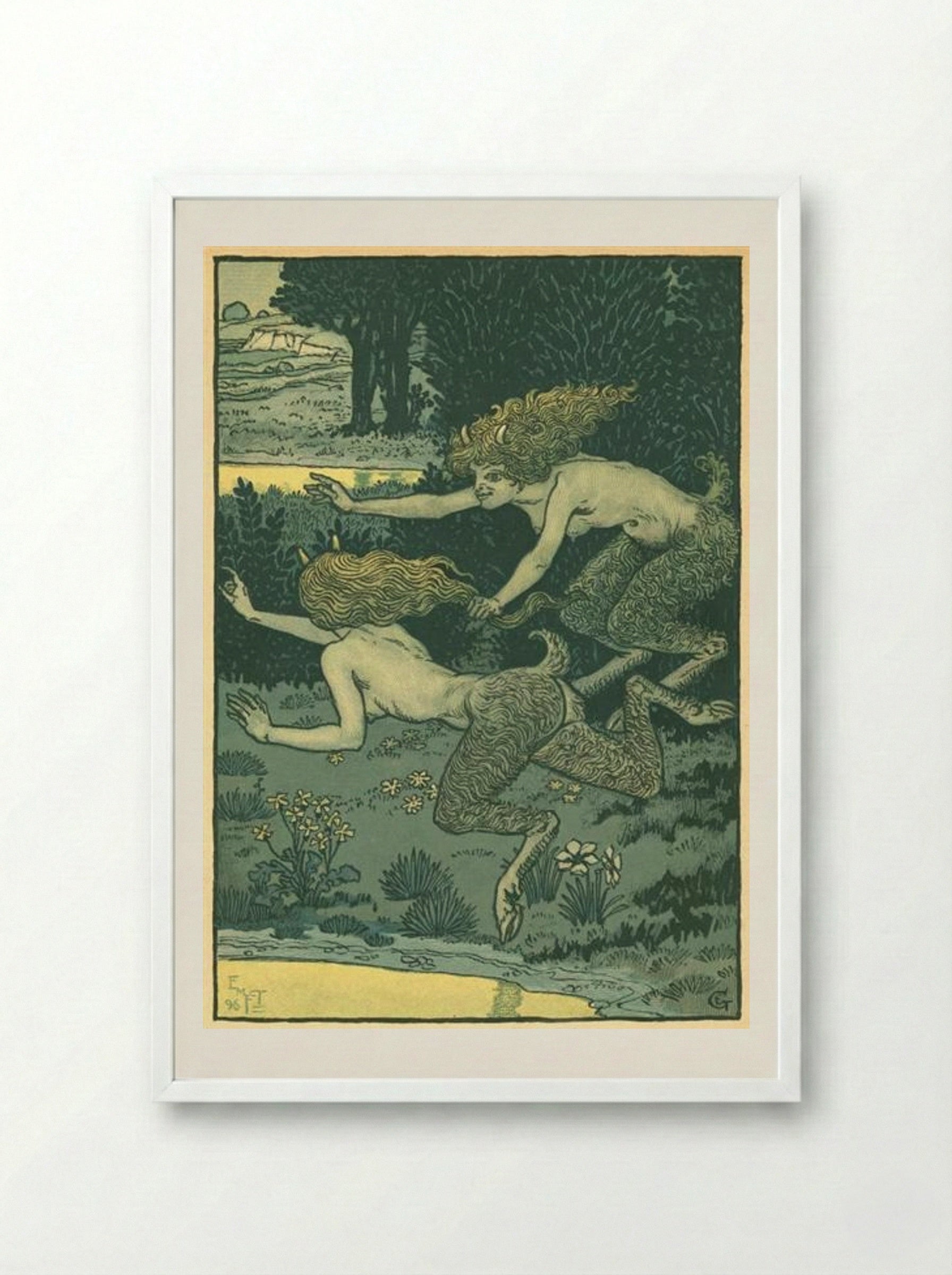 Les petites faunesses - Eugène Grasset - Framed Print White