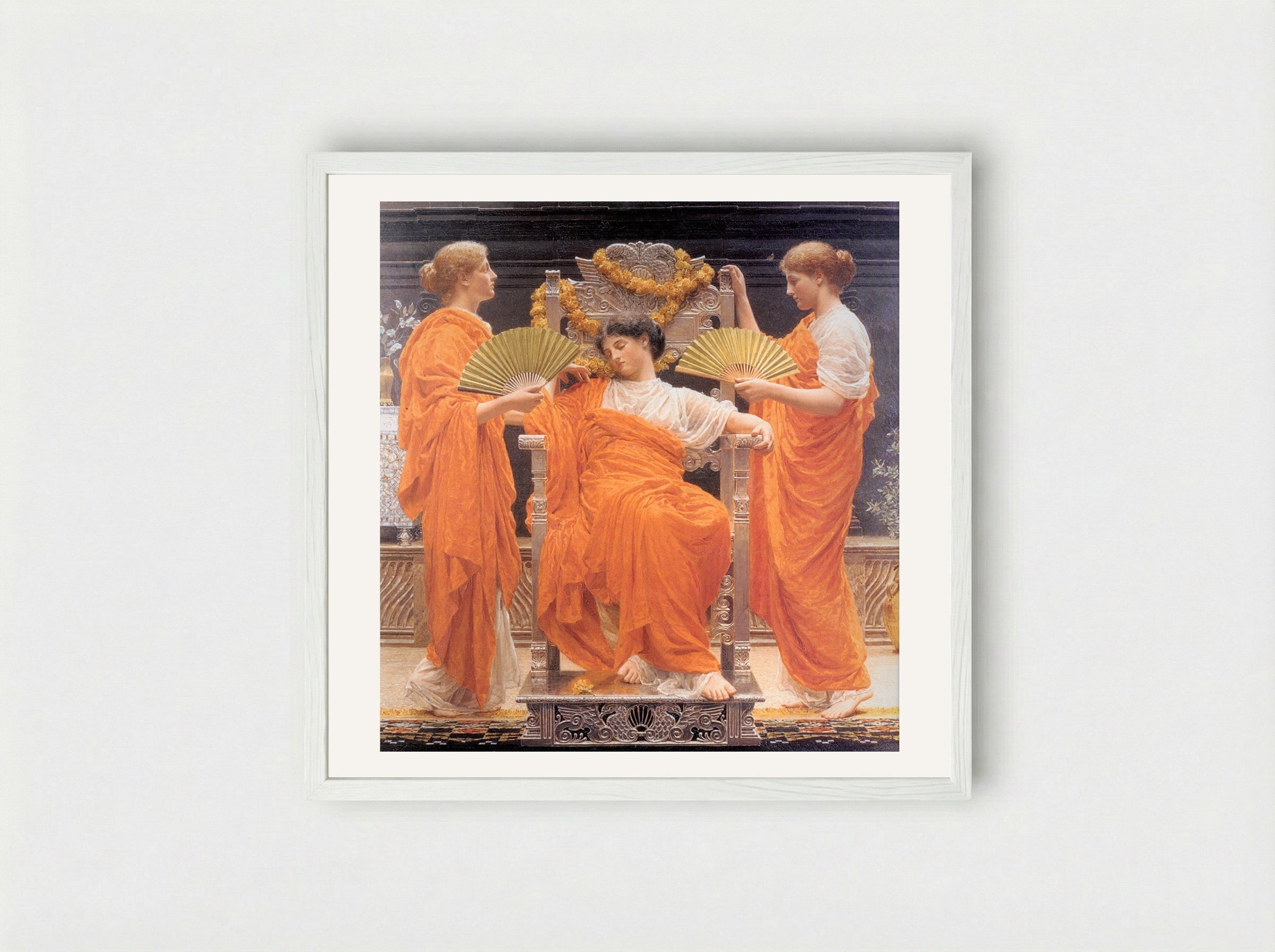 Midsummer - Albert Joseph Moore - Framed Print White
