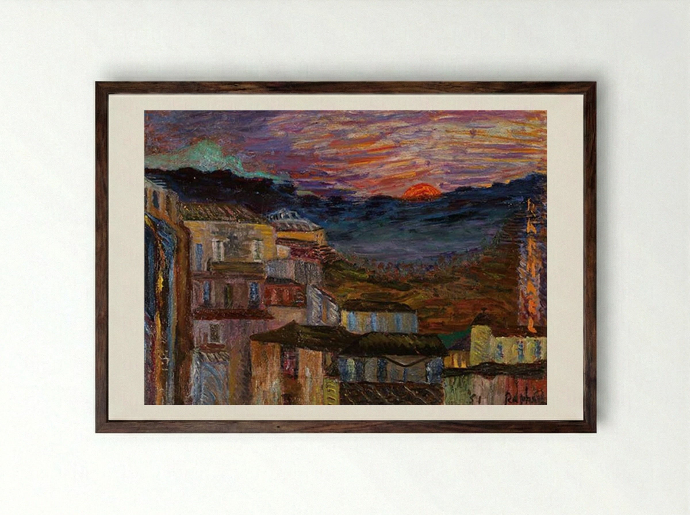 Caltagirone all’alba - Antonietta Raphael - Framed Print Dark Wood