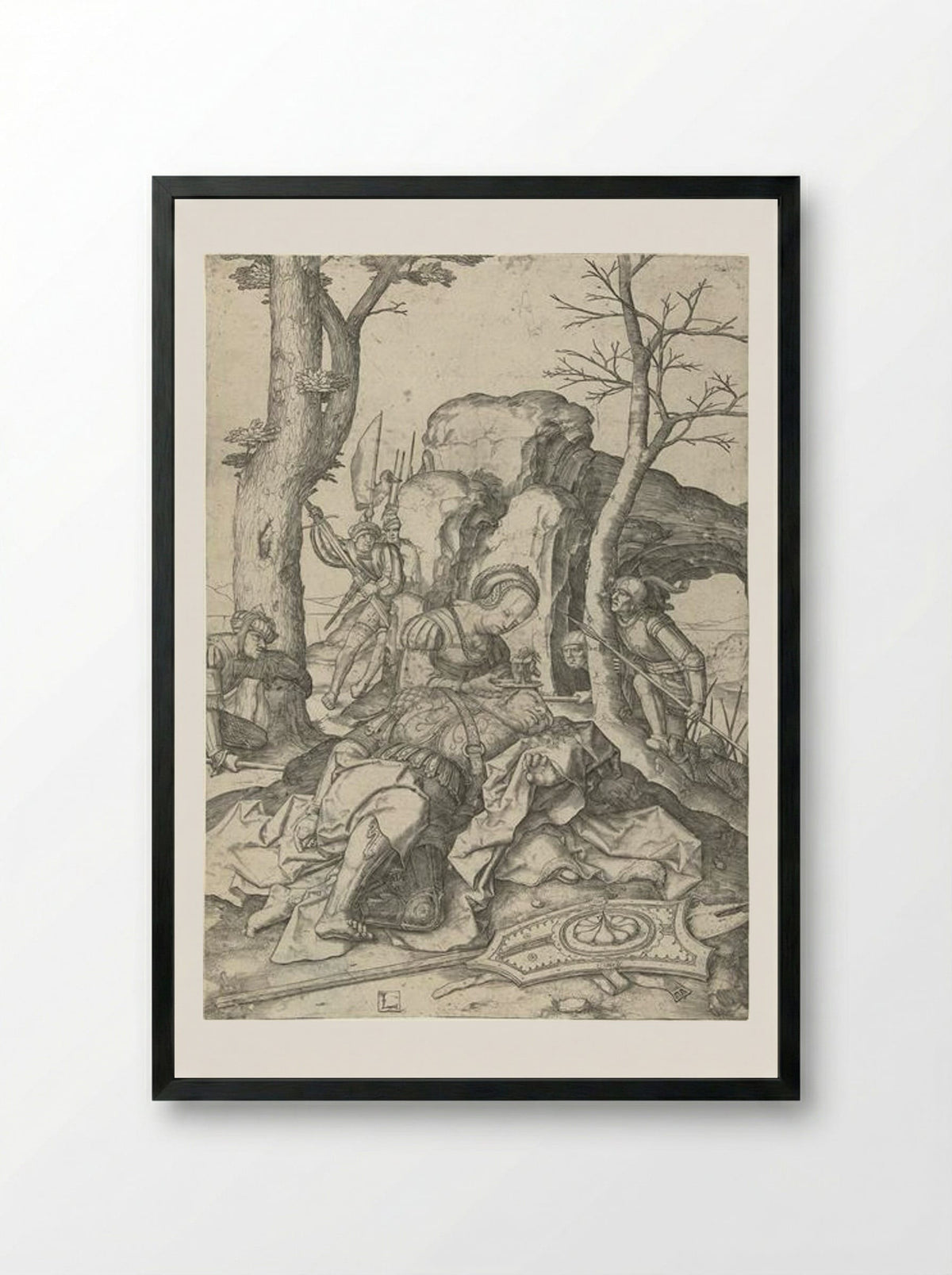 Samson and Delilah - Lucas van Leyden - Framed Print Black