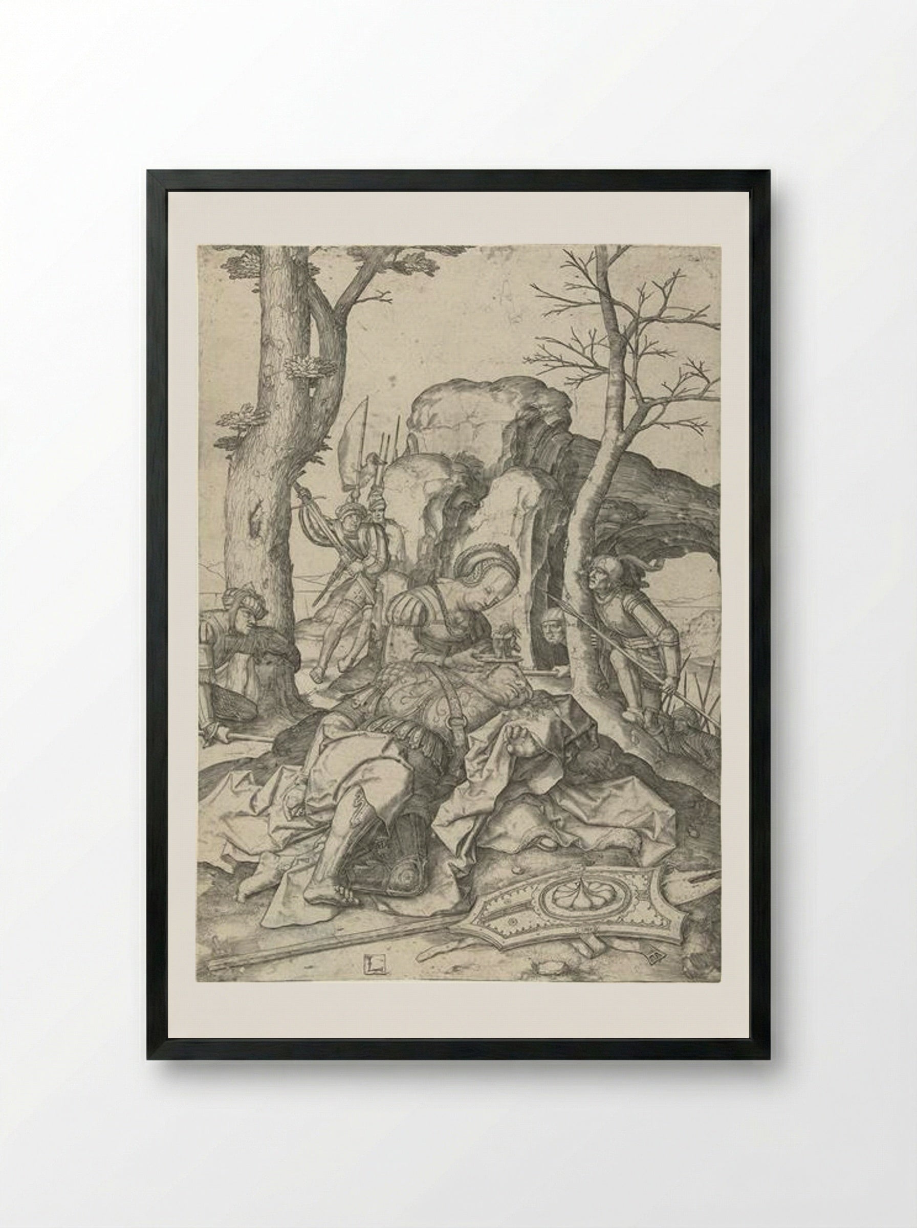 Samson and Delilah - Lucas van Leyden - Framed Print Black