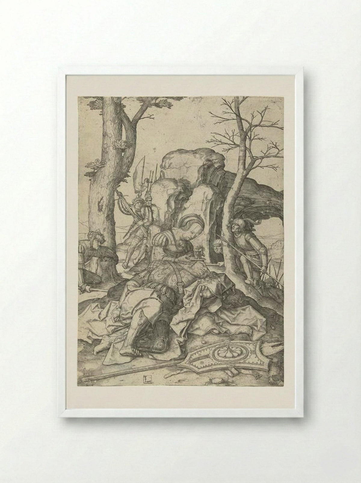 Samson and Delilah - Lucas van Leyden - Framed Print White