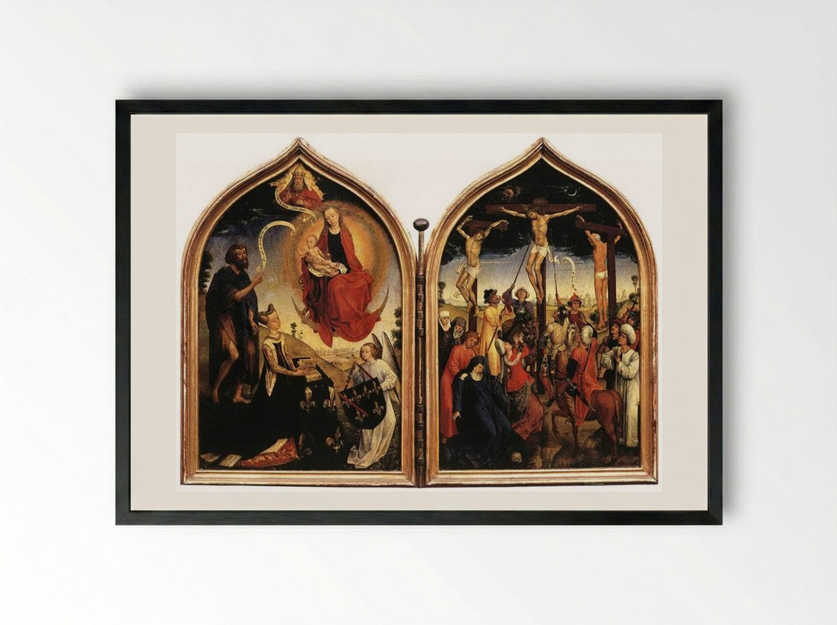 Diptych of Jeanne of France - Rogier van der Weyden - Framed Print Black