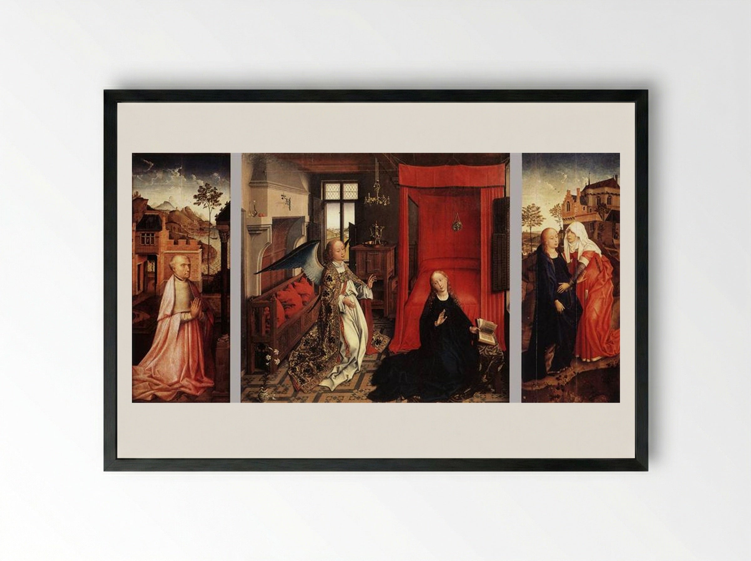 The Annunciation (The Bladelin Triptych) - Rogier van der Weyden - Framed Print Black