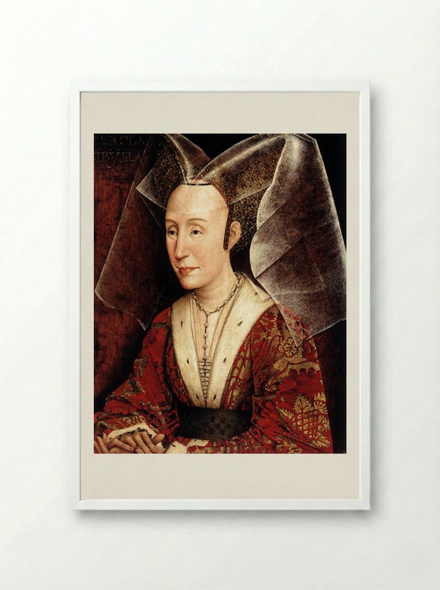 Portrait of Isabella of Portugal - Rogier van der Weyden - Framed Print White