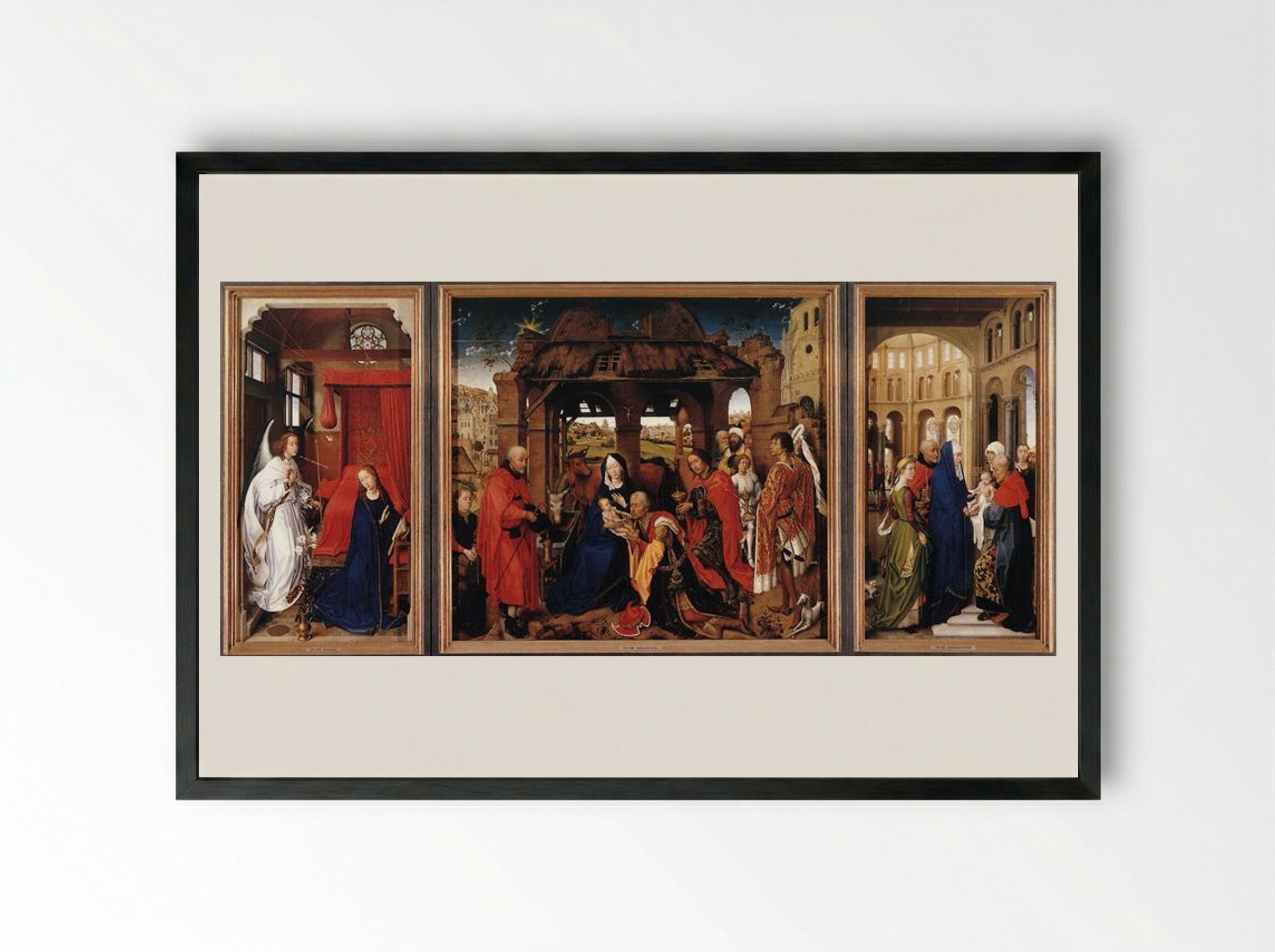 Saint Columba Altarpiece - Rogier van der Weyden - Framed Print Black