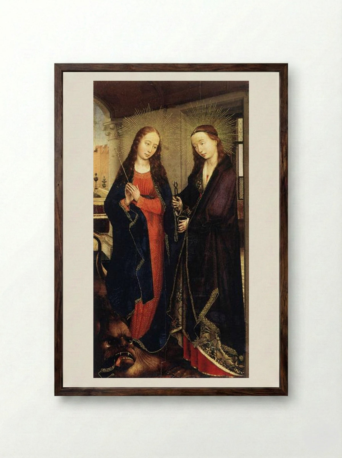 Saints Margaret and Apollonia - Rogier van der Weyden - Framed Print Dark Wood