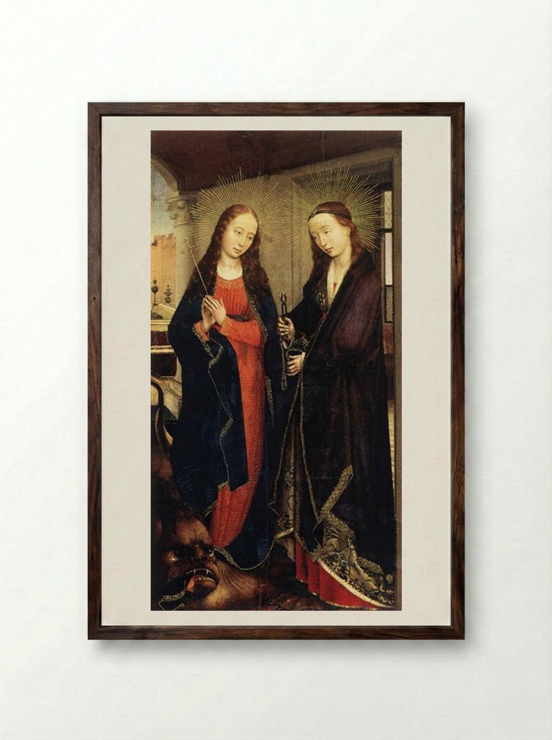 Saints Margaret and Apollonia - Rogier van der Weyden - Framed Print Dark Wood