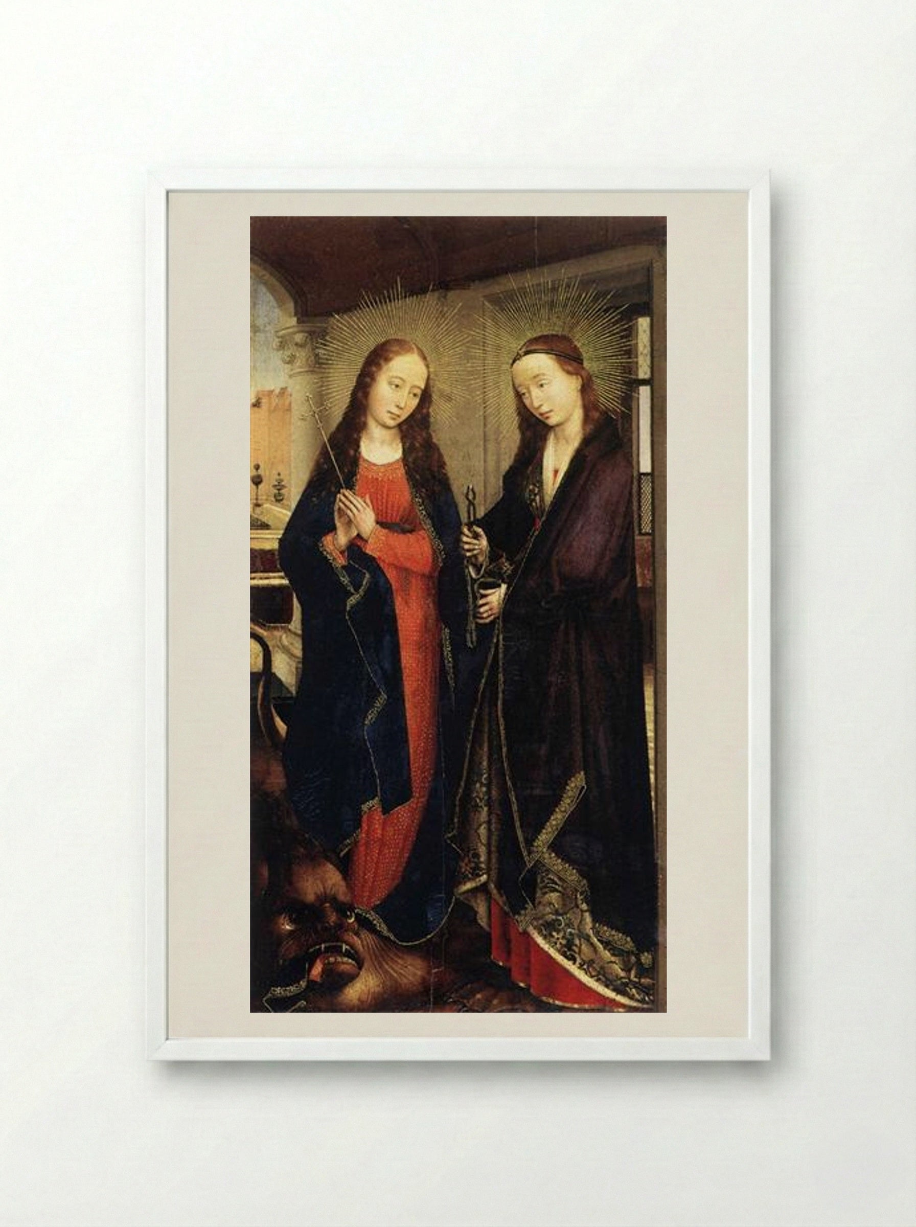 Saints Margaret and Apollonia - Rogier van der Weyden - Framed Print White