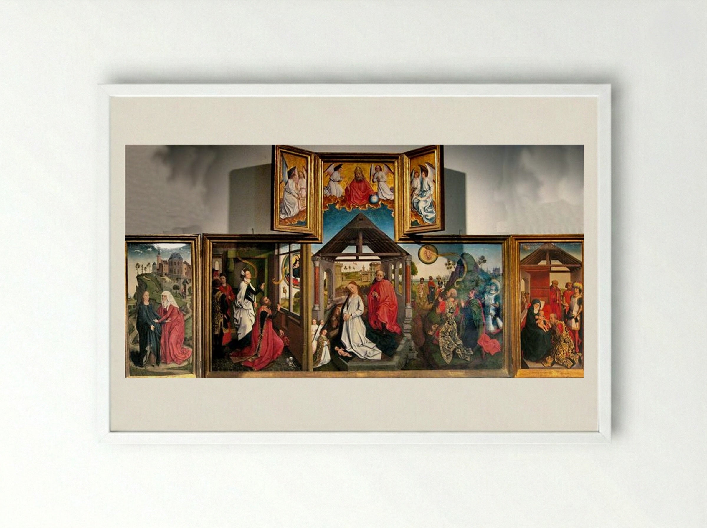 The Bladelin Triptych - Rogier van der Weyden - Framed Print White