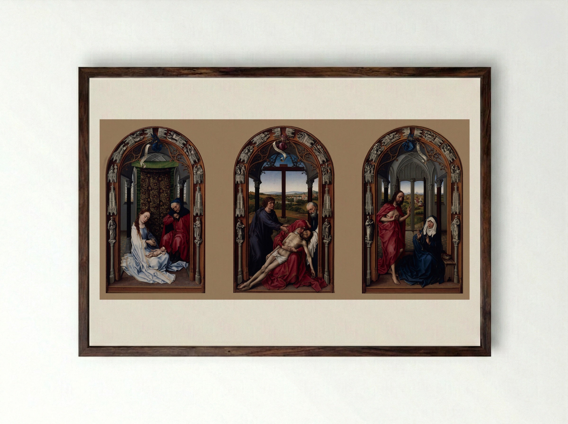 Miraflores Altarpiece - Rogier van der Weyden - Framed Print Dark Wood