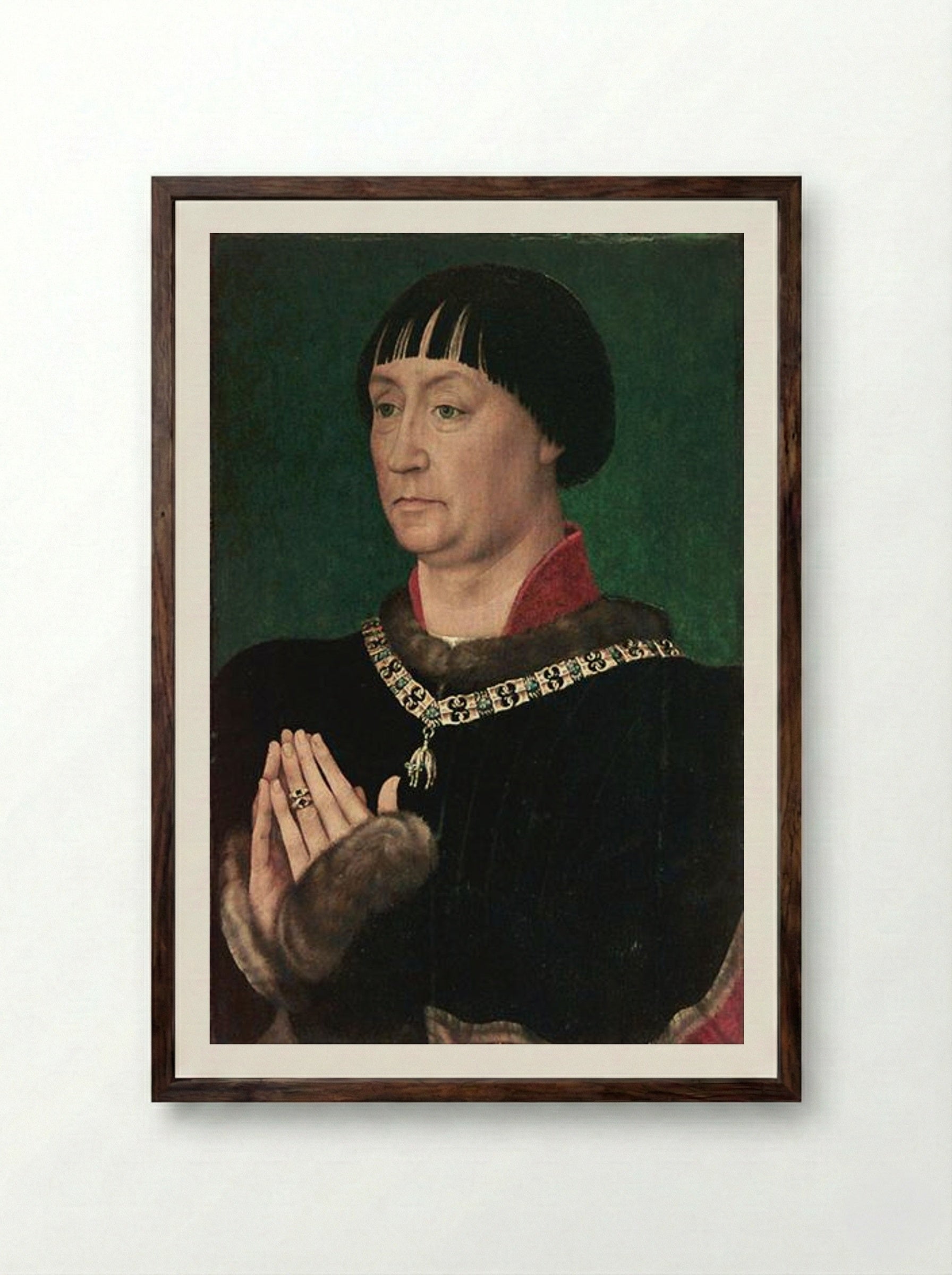 Portrait of Jean le Belliqueux - Rogier van der Weyden - Framed Print Dark Wood