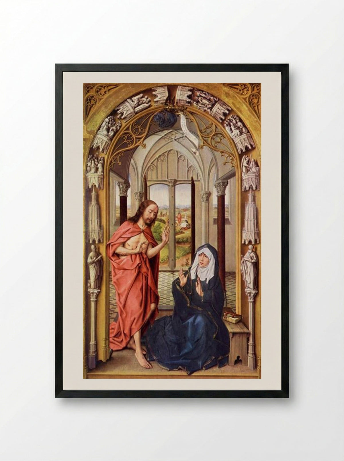 Christ Appearing to His Mother - Rogier van der Weyden - Framed Print Black