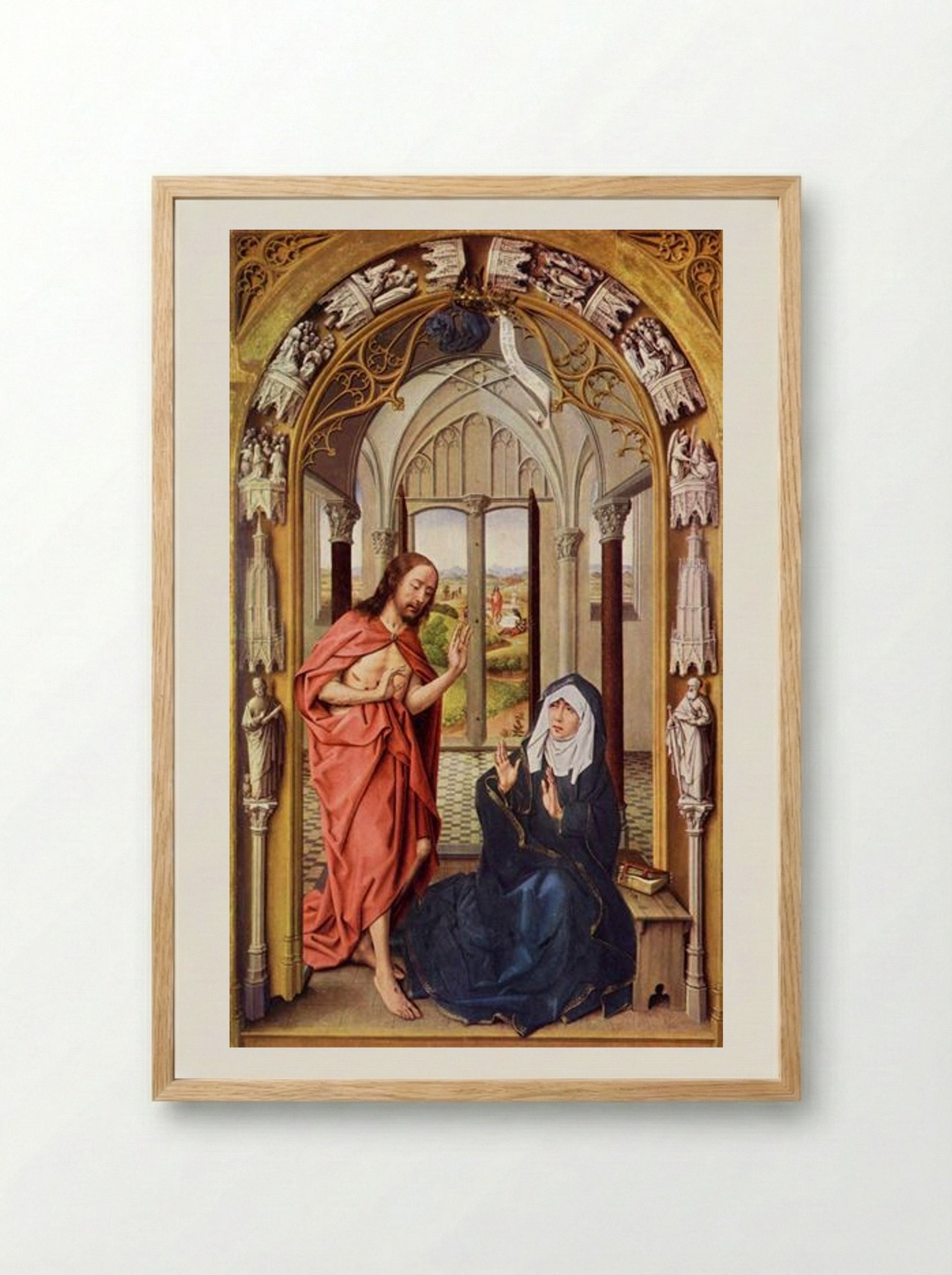 Christ Appearing to His Mother - Rogier van der Weyden - Framed Print Wood