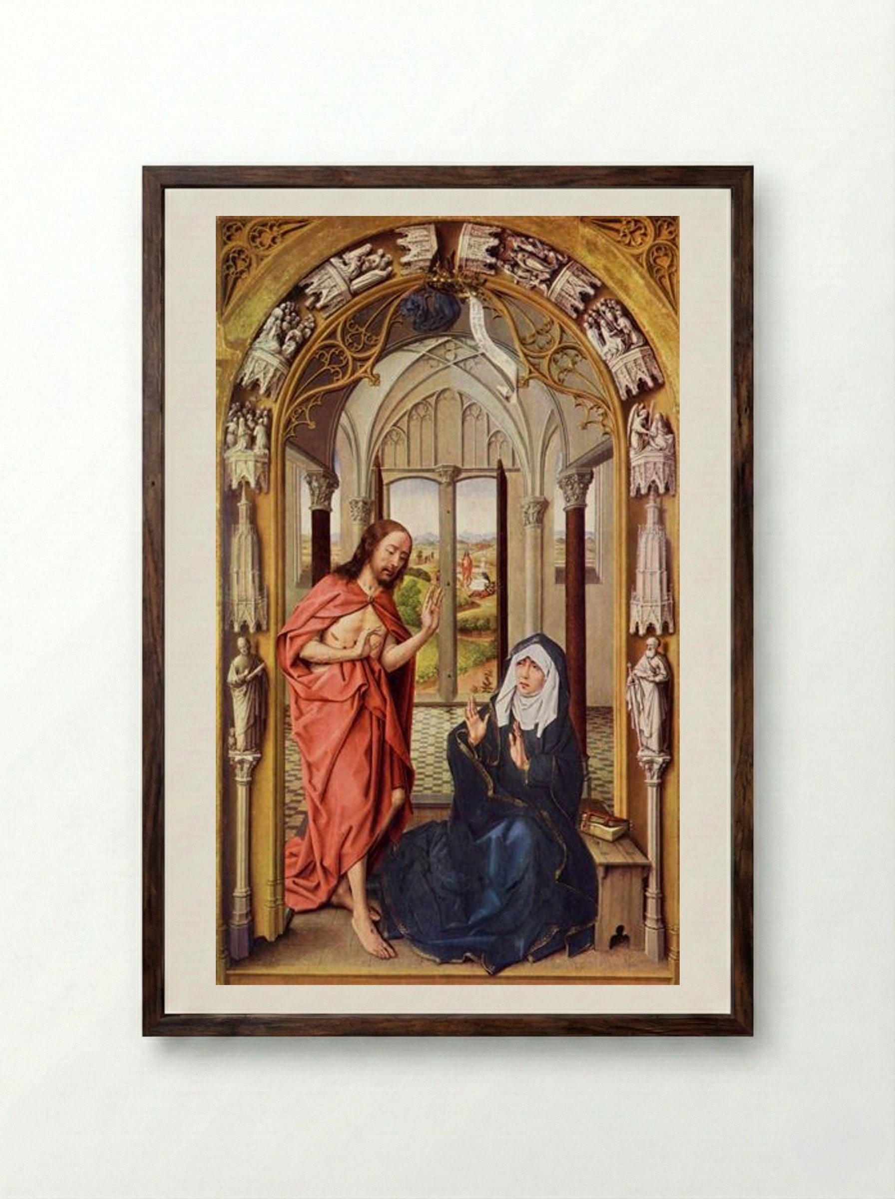 Christ Appearing to His Mother - Rogier van der Weyden - Framed Print Dark Wood