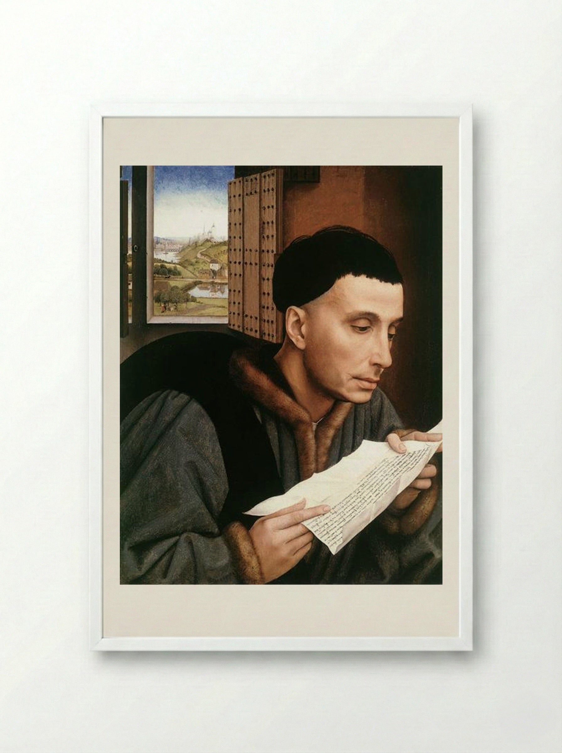 Saint Ivo - Rogier van der Weyden - Framed Print White