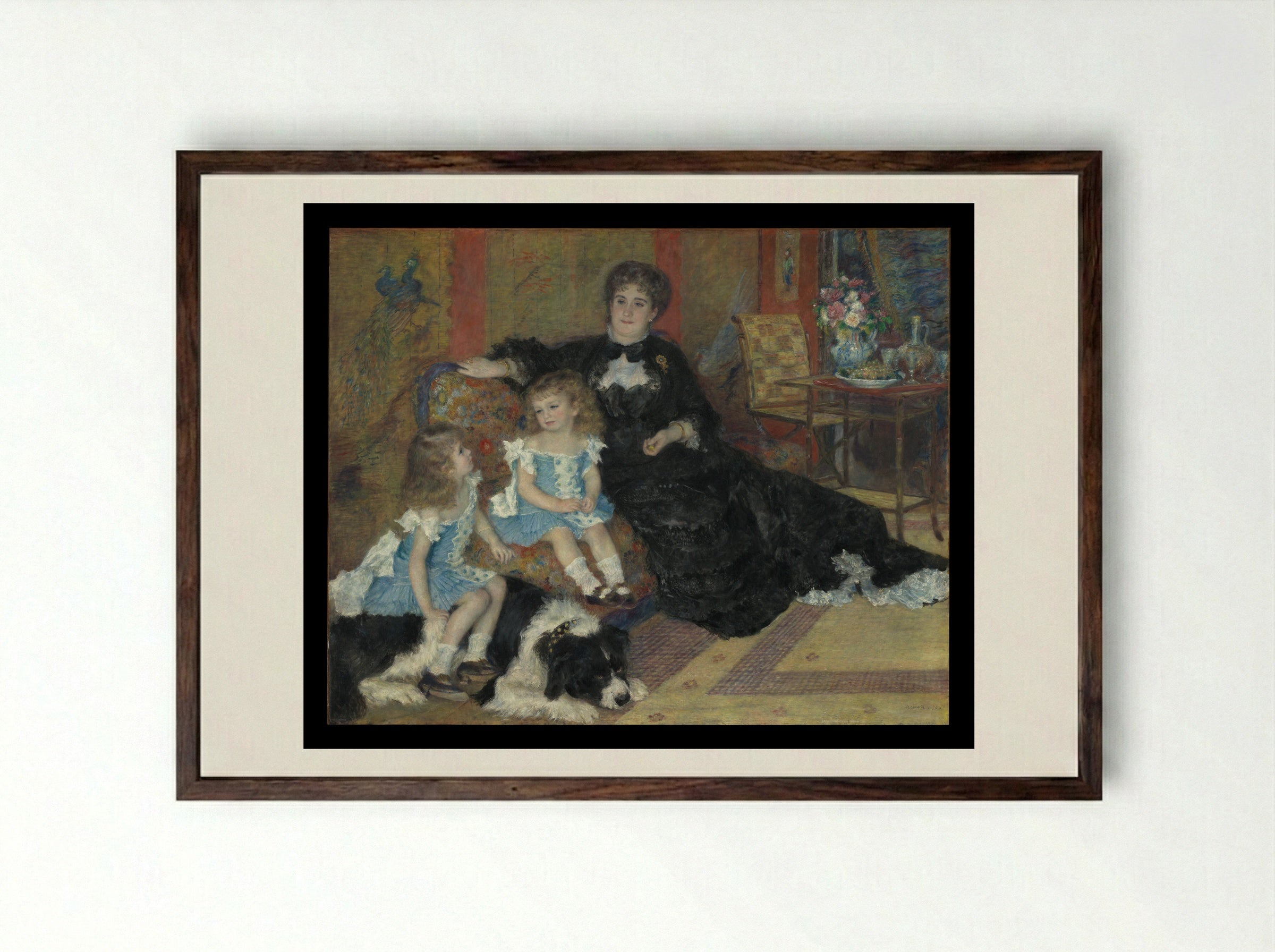 Madame Georges Charpentier and Her Children - Pierre-Auguste Renoir - Framed Print Dark Wood