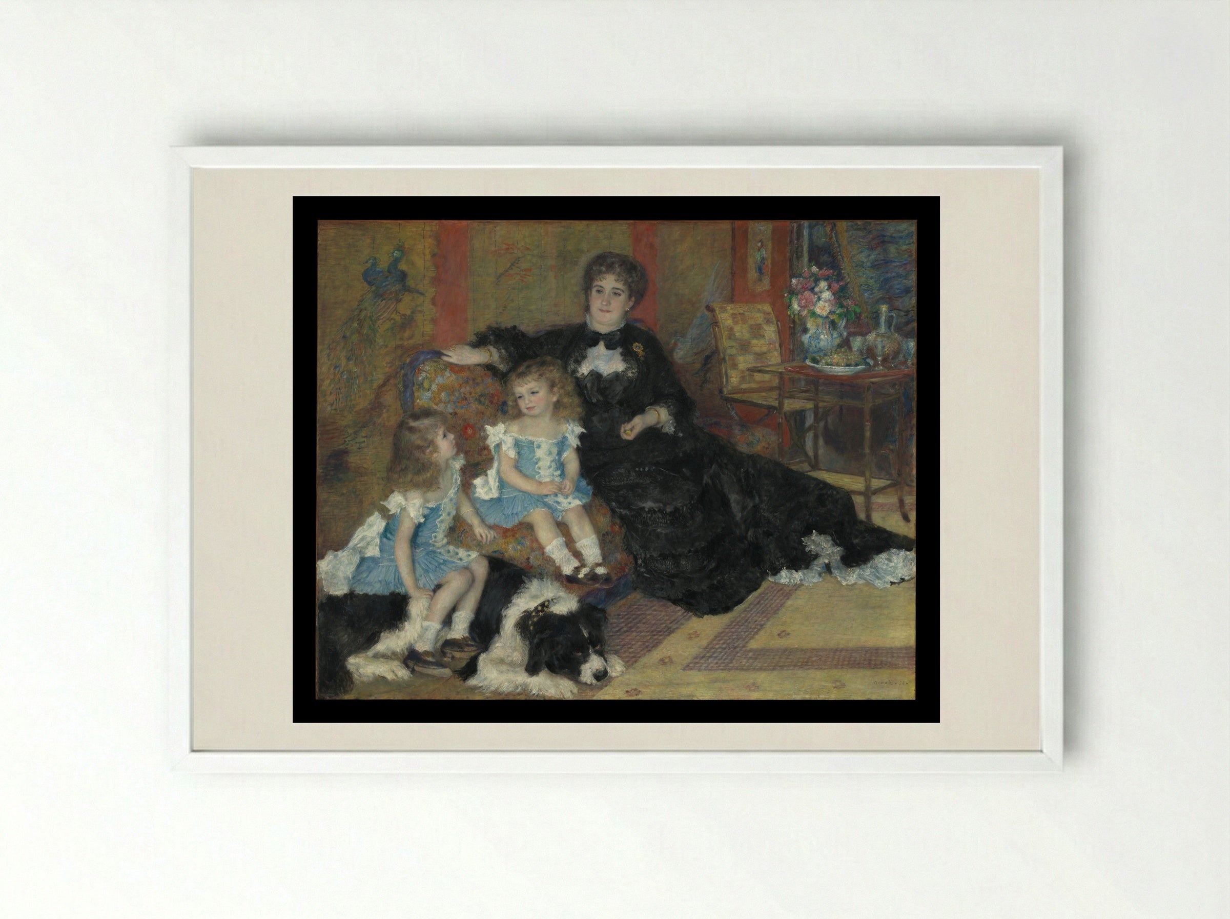 Madame Georges Charpentier and Her Children - Pierre-Auguste Renoir - Framed Print White