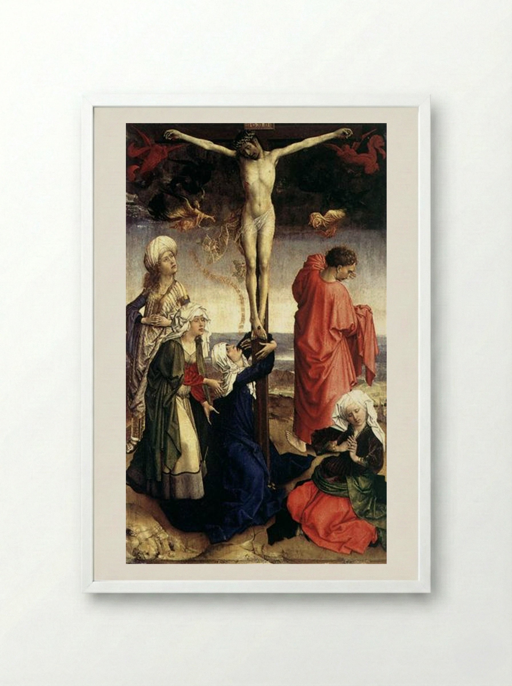 Crucifixion - Rogier van der Weyden - Framed Print White