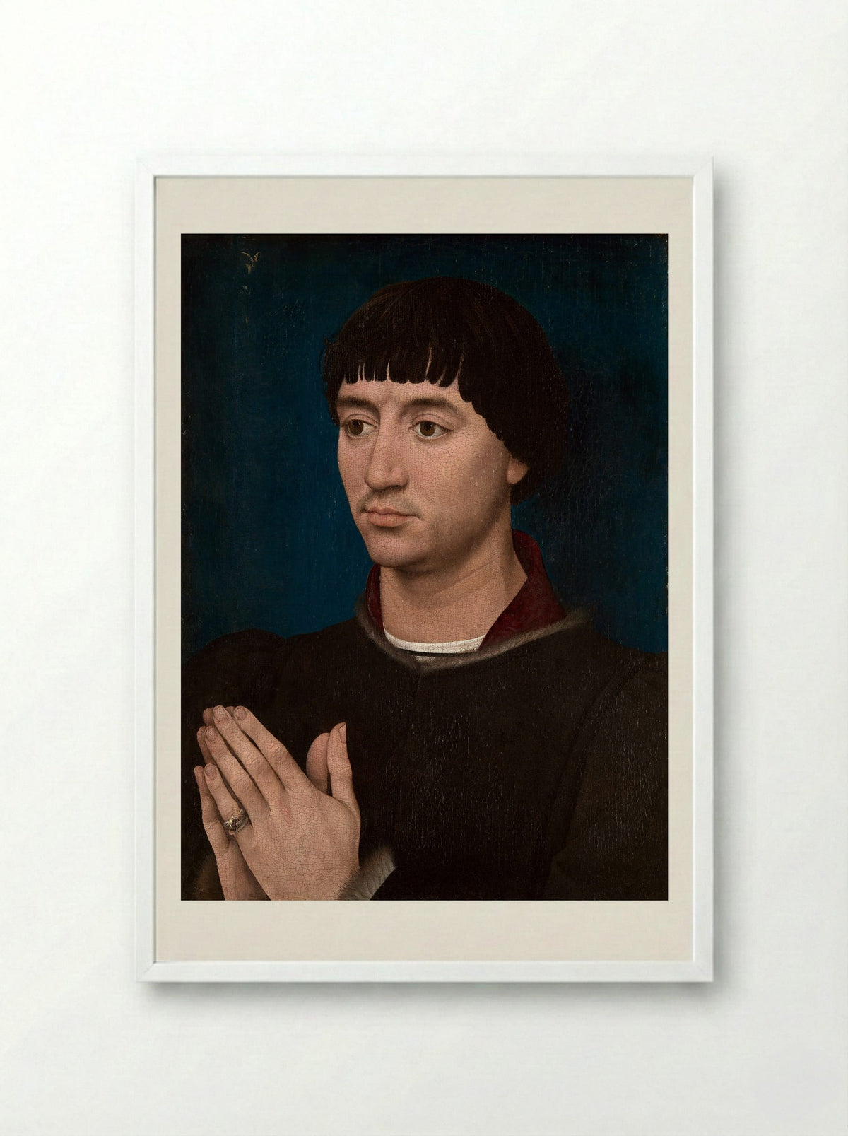 Portrait of Jean de Gros - Rogier van der Weyden - Framed Print White