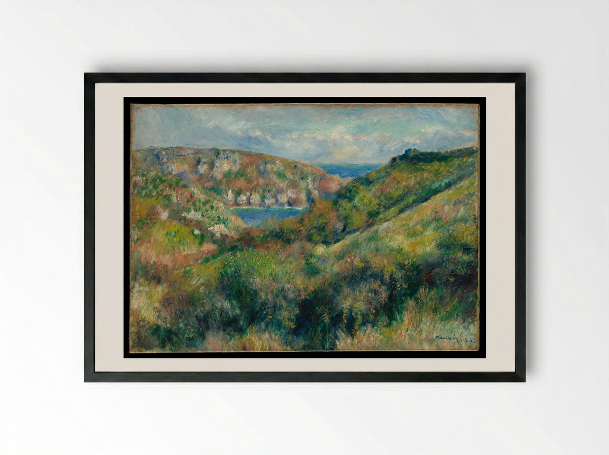 Hills around the Bay of Moulin Huet, Guernsey - Auguste Renoir - Framed Print Black