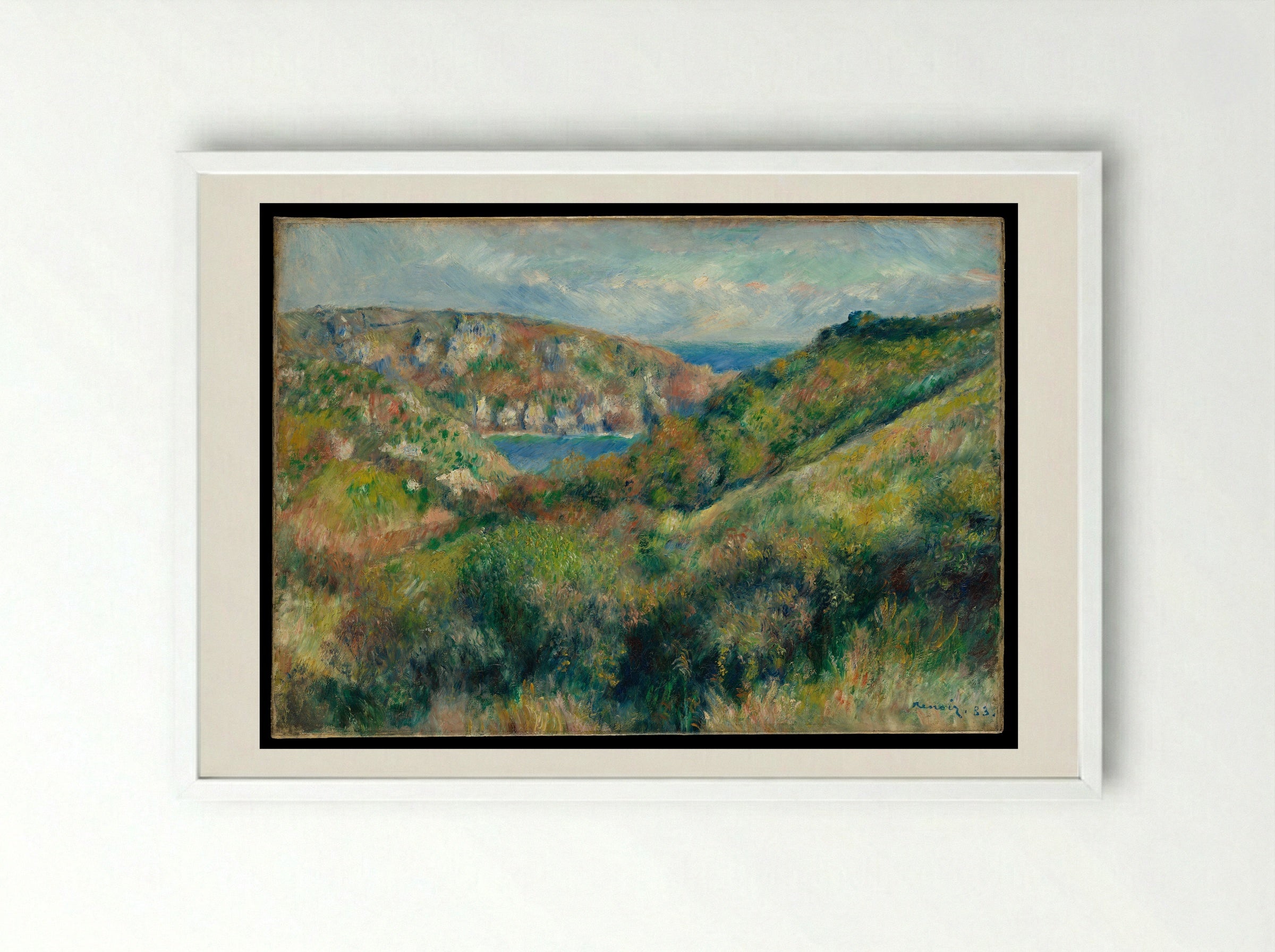 Hills around the Bay of Moulin Huet, Guernsey - Auguste Renoir - Framed Print White