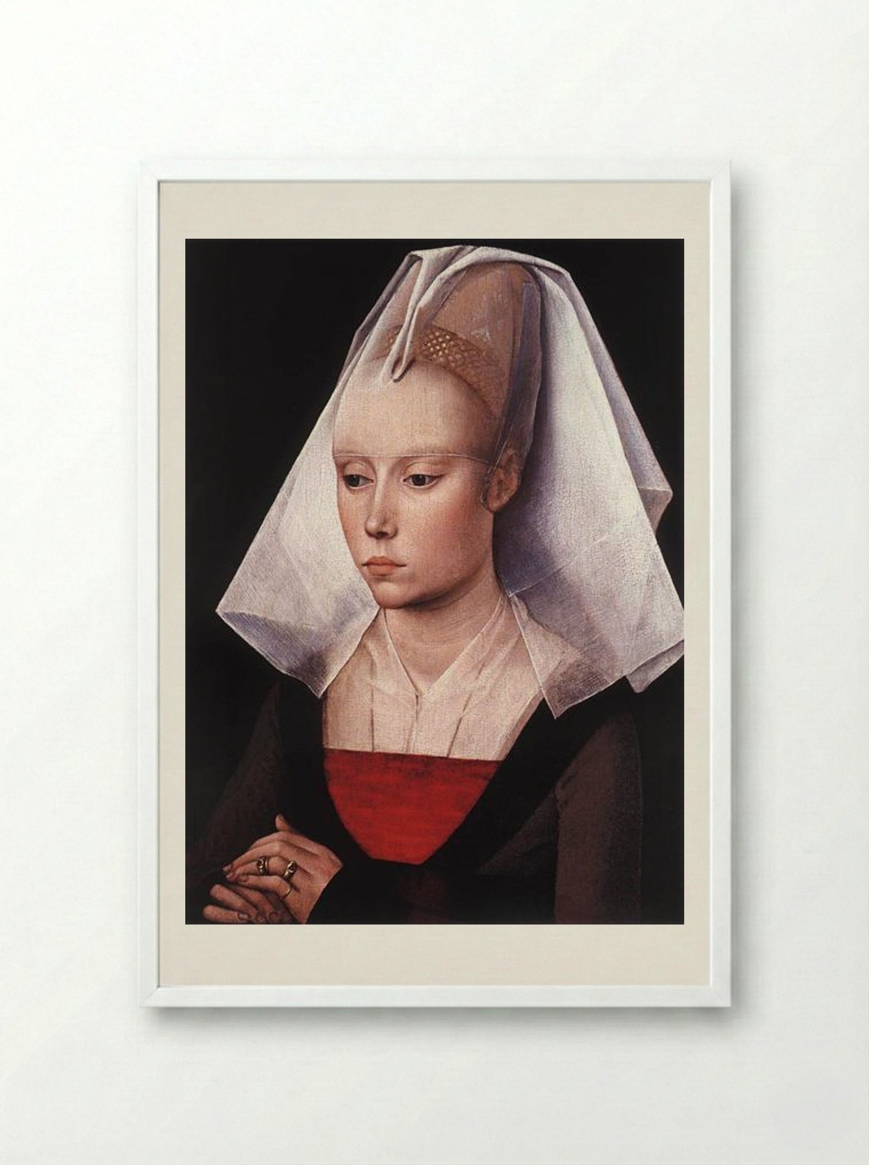 Portrait of a Woman - Rogier van der Weyden - Framed Print White