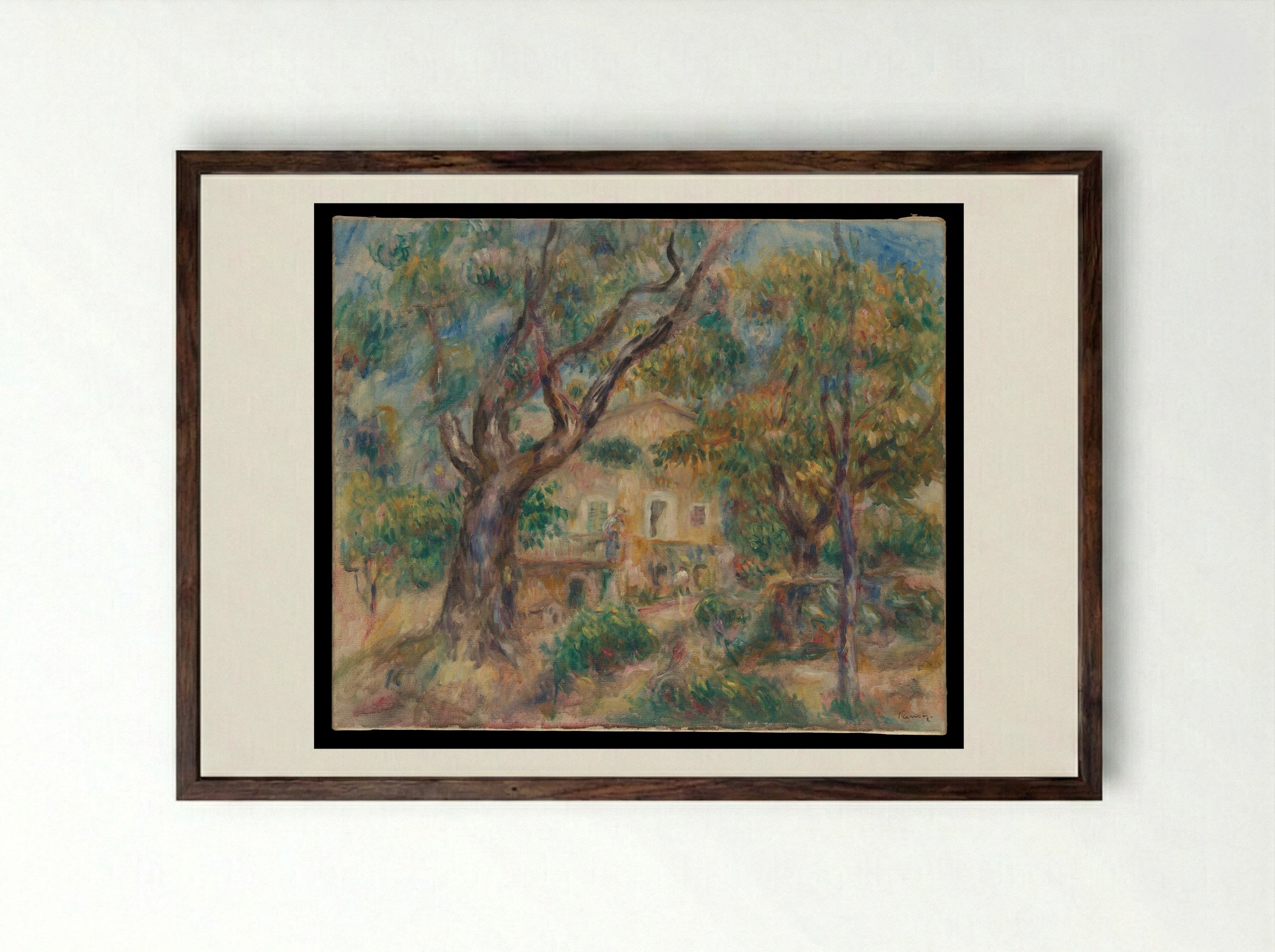The Farm at Les Collettes, Cagnes - Auguste Renoir - Framed Print Dark Wood