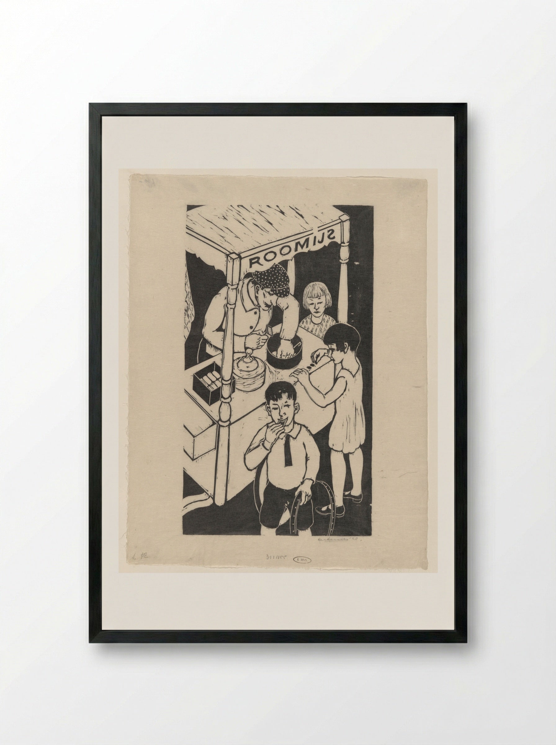 IJskarretje (Ice Cream Cart) - Ger Gerrits - Framed Print Black