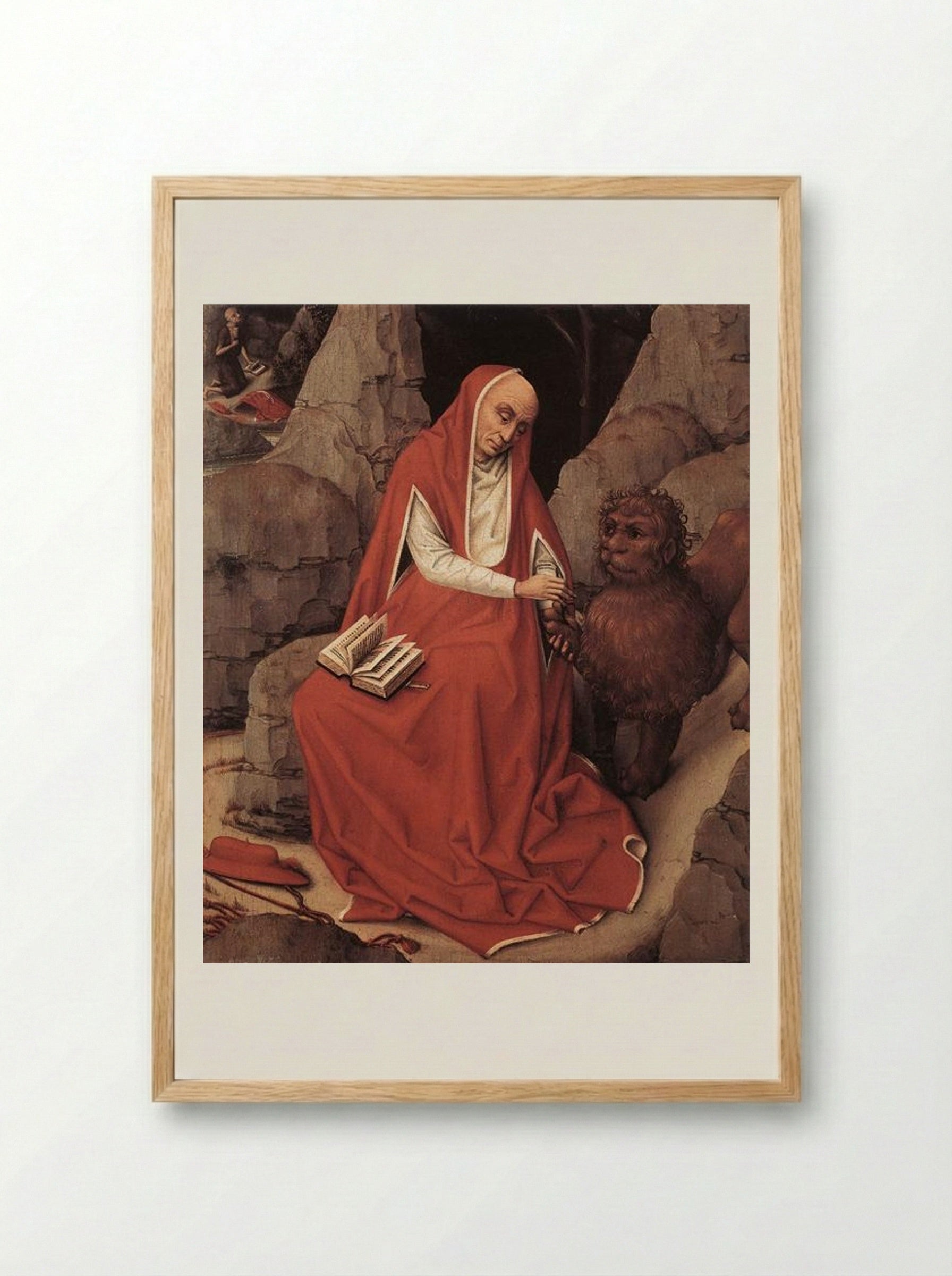 Saint Jerome and the Lion - Rogier van der Weyden - Framed Print Wood