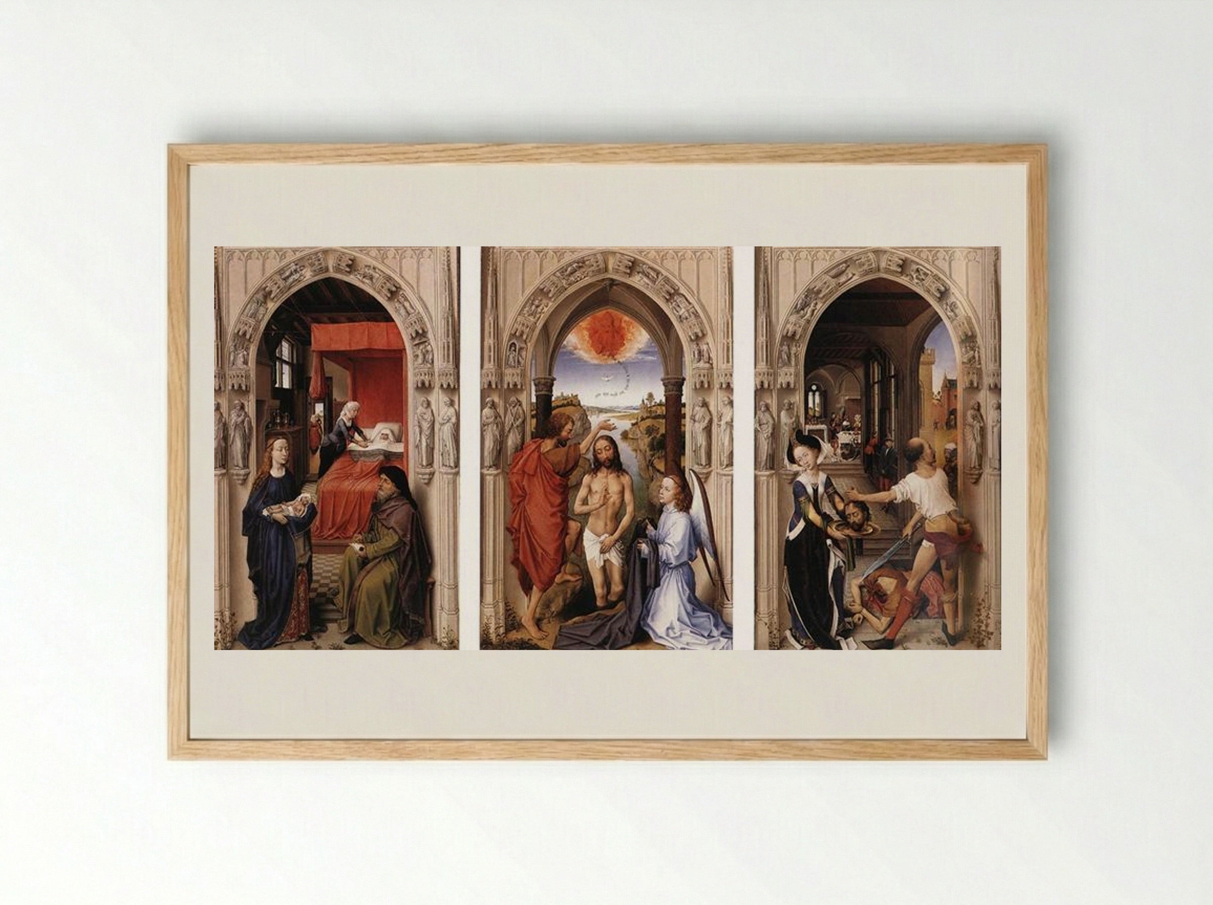 Saint John Altarpiece - Rogier van der Weyden - Framed Print Wood