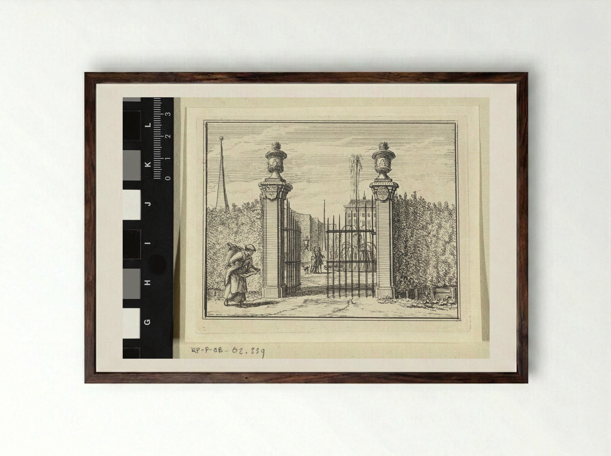 Toegangsspoort van een landhuis - Vincent Laurensz. van der Vinne (II) - Framed Print Dark Wood