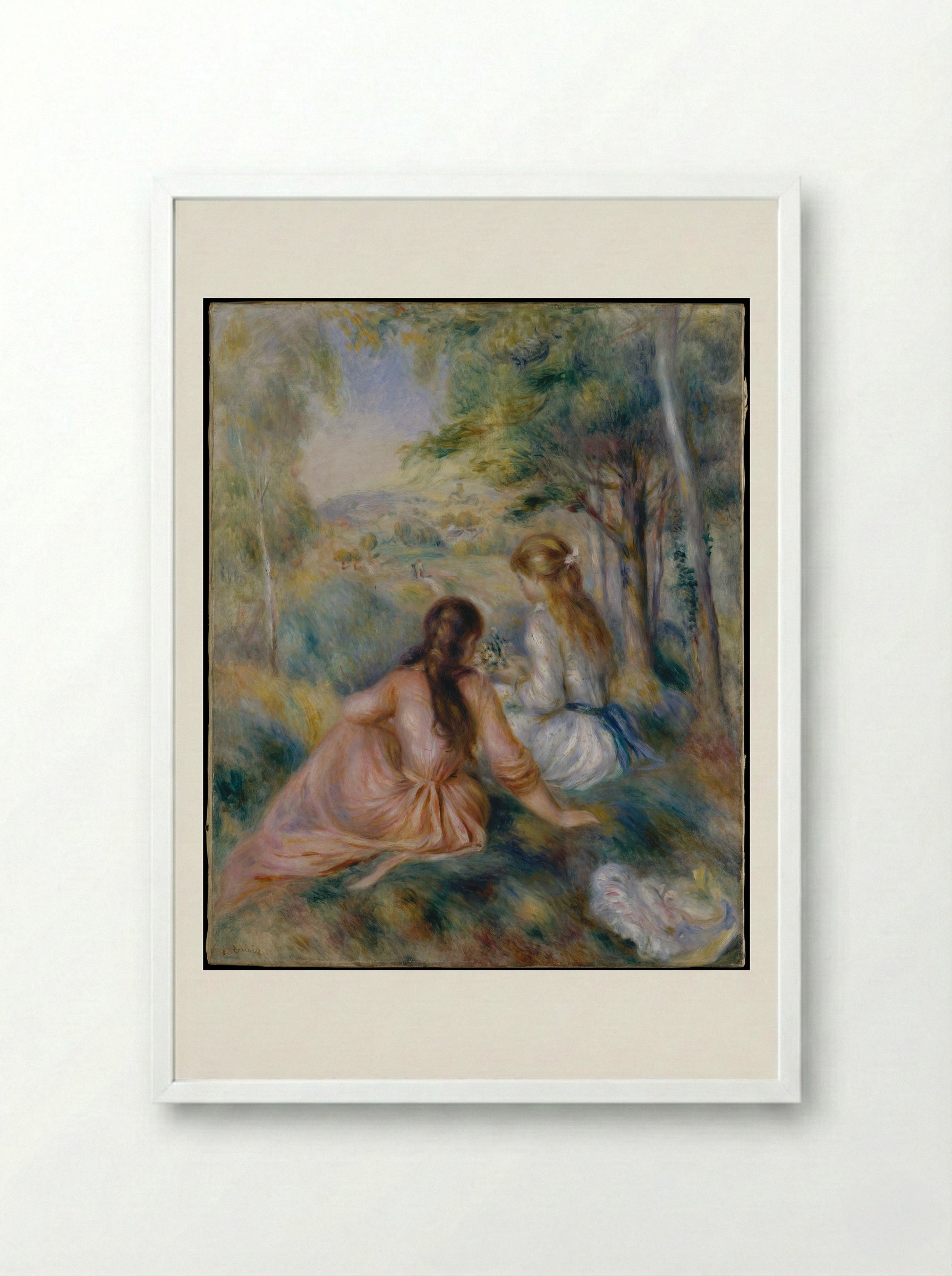 In the Meadow - Auguste Renoir - Framed Print White