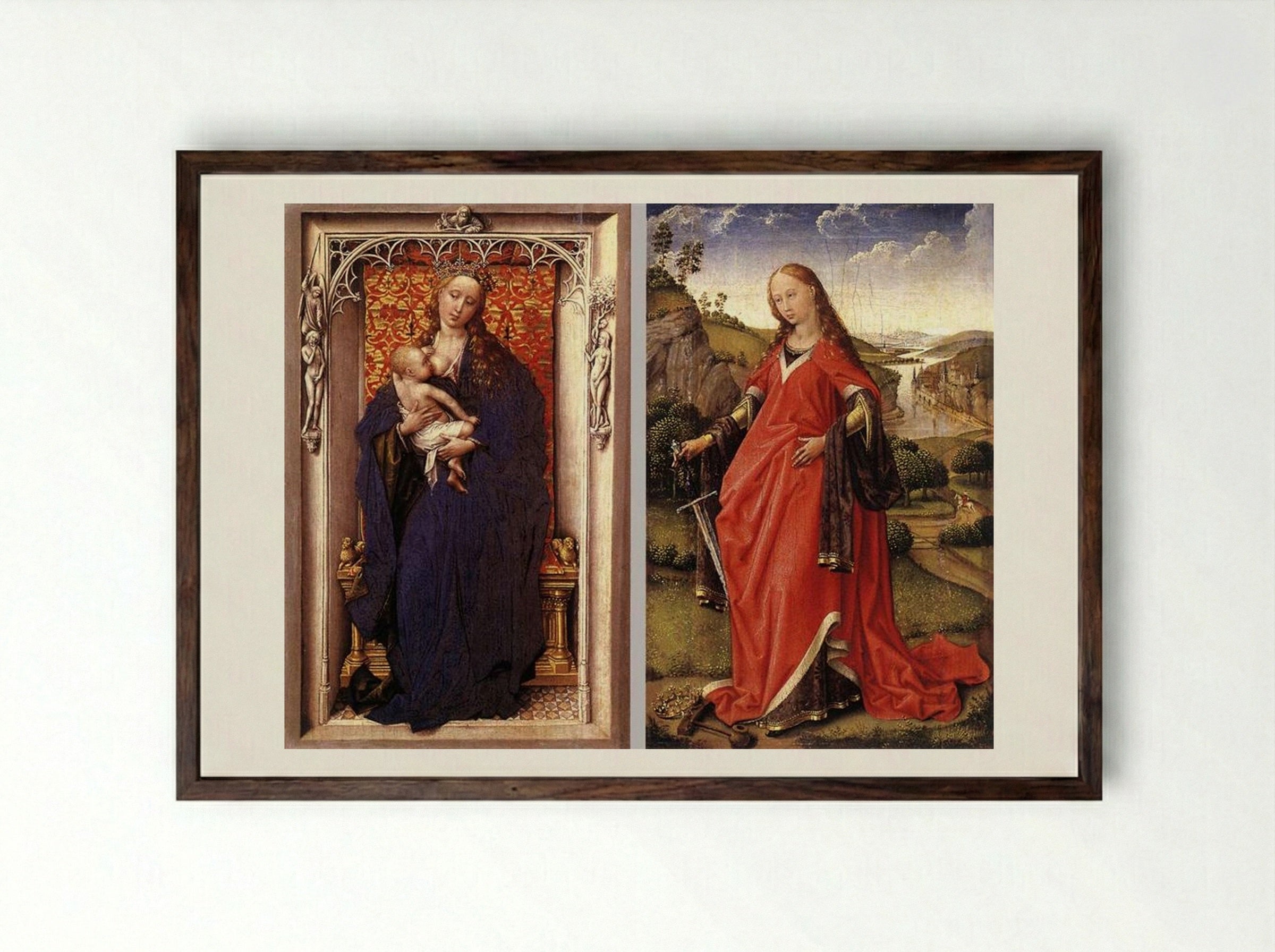 Various Altarpieces - Rogier van der Weyden - Framed Print Dark Wood