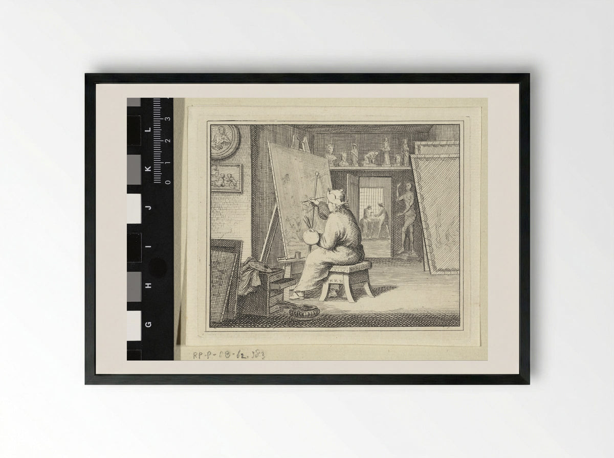 Schilder in zijn atelier - Vincent Laurensz. van der Vinne (II) - Framed Print Black