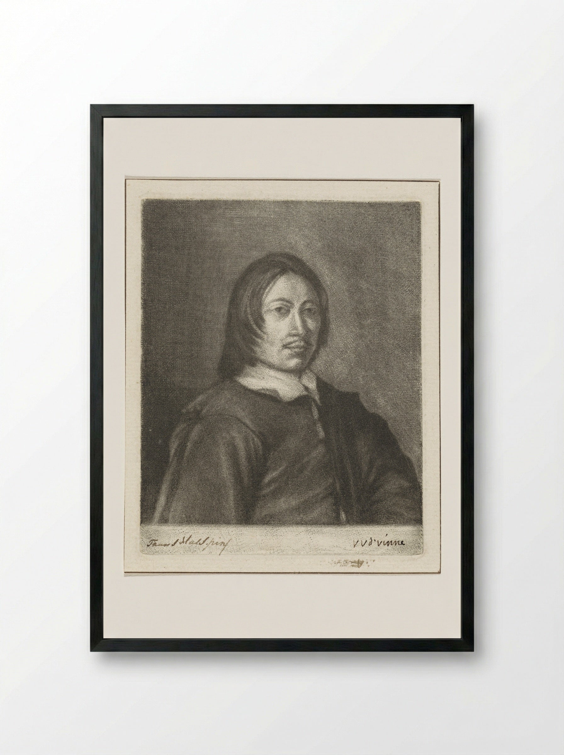 Portrait of a Man (After Frans Hals) - Vincent Laurensz. van der Vinne (II) - Framed Print Black