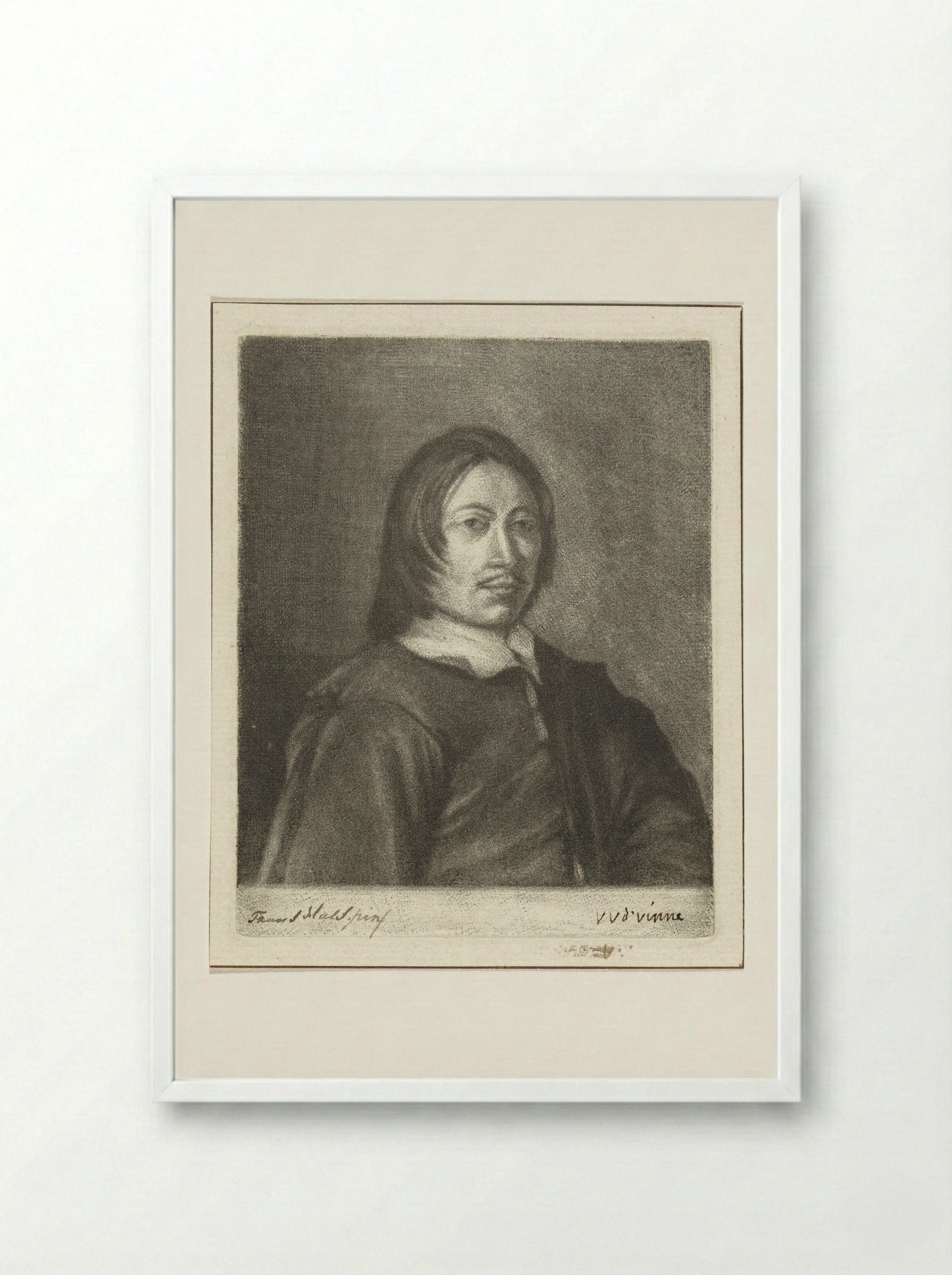 Portrait of a Man (After Frans Hals) - Vincent Laurensz. van der Vinne (II) - Framed Print White