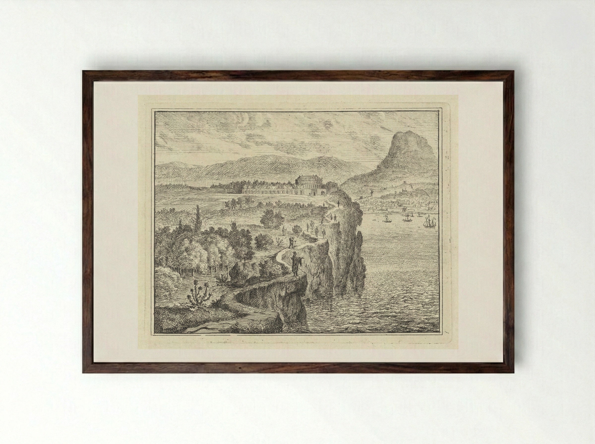 Pad langs kliffen - Vincent Laurensz. van der Vinne (II) - Framed Print Dark Wood