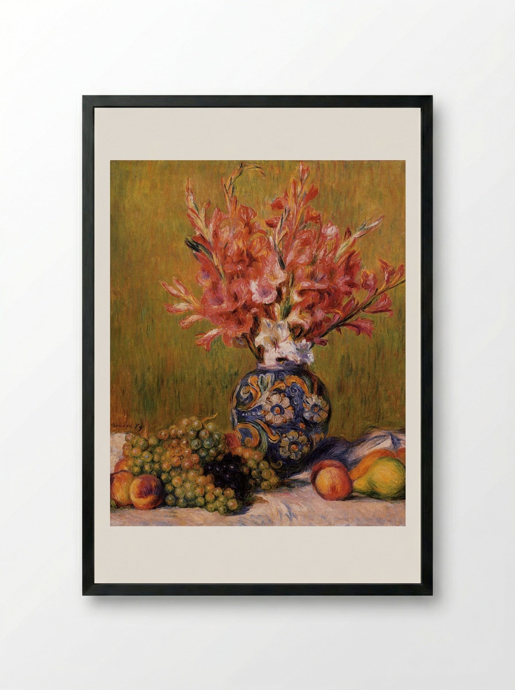 Gladioli in a Vase - Auguste Renoir - Framed Print Black