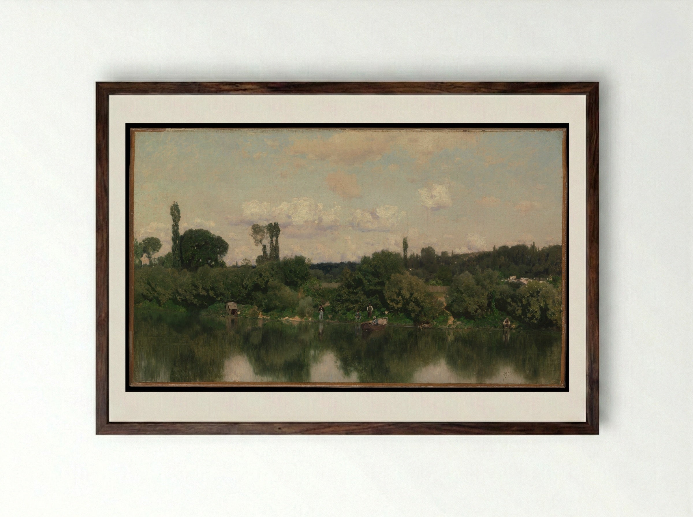 On the Seine - Martín Rico y Ortega - Framed Print Dark Wood