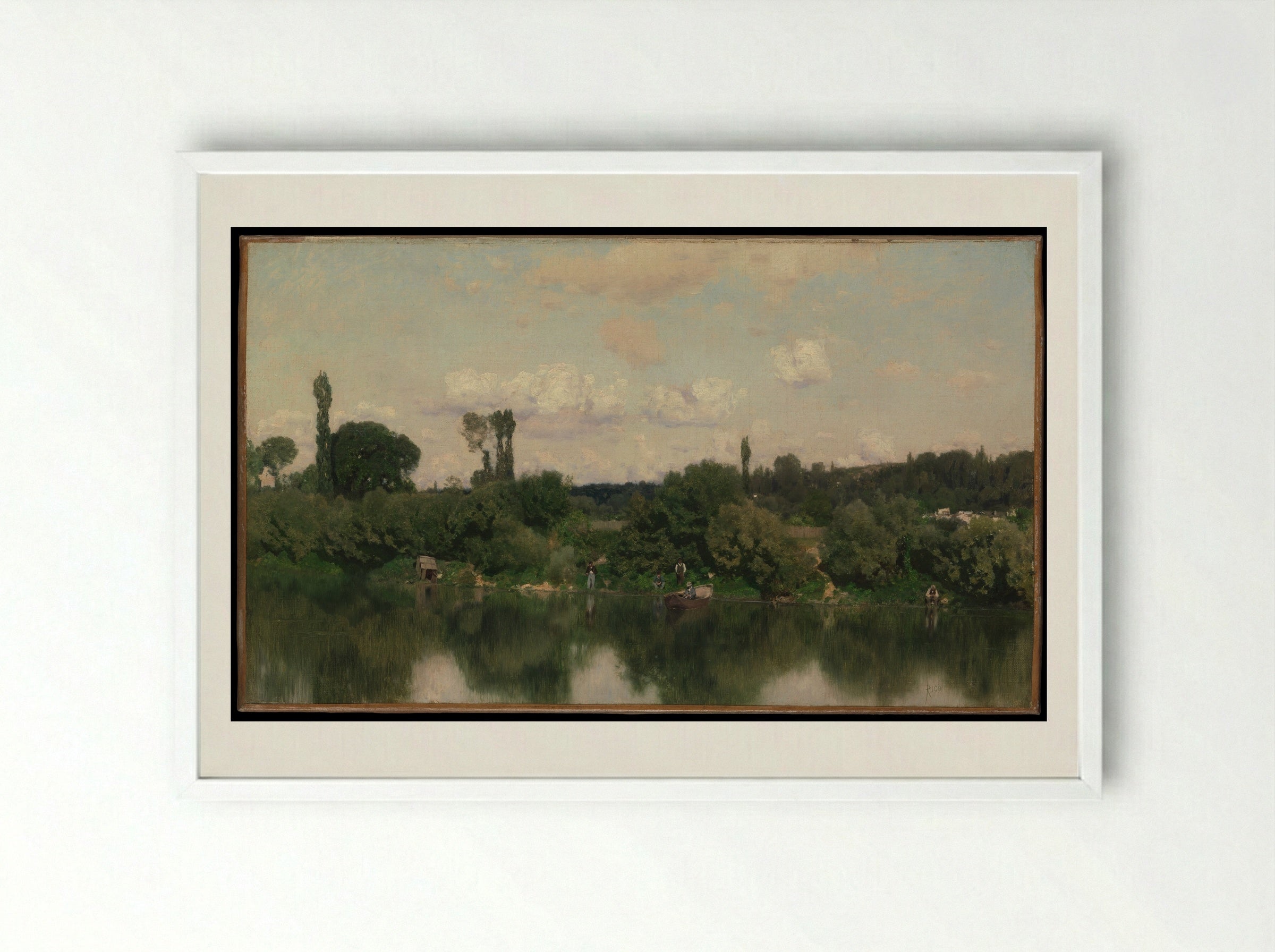 On the Seine - Martín Rico y Ortega - Framed Print White