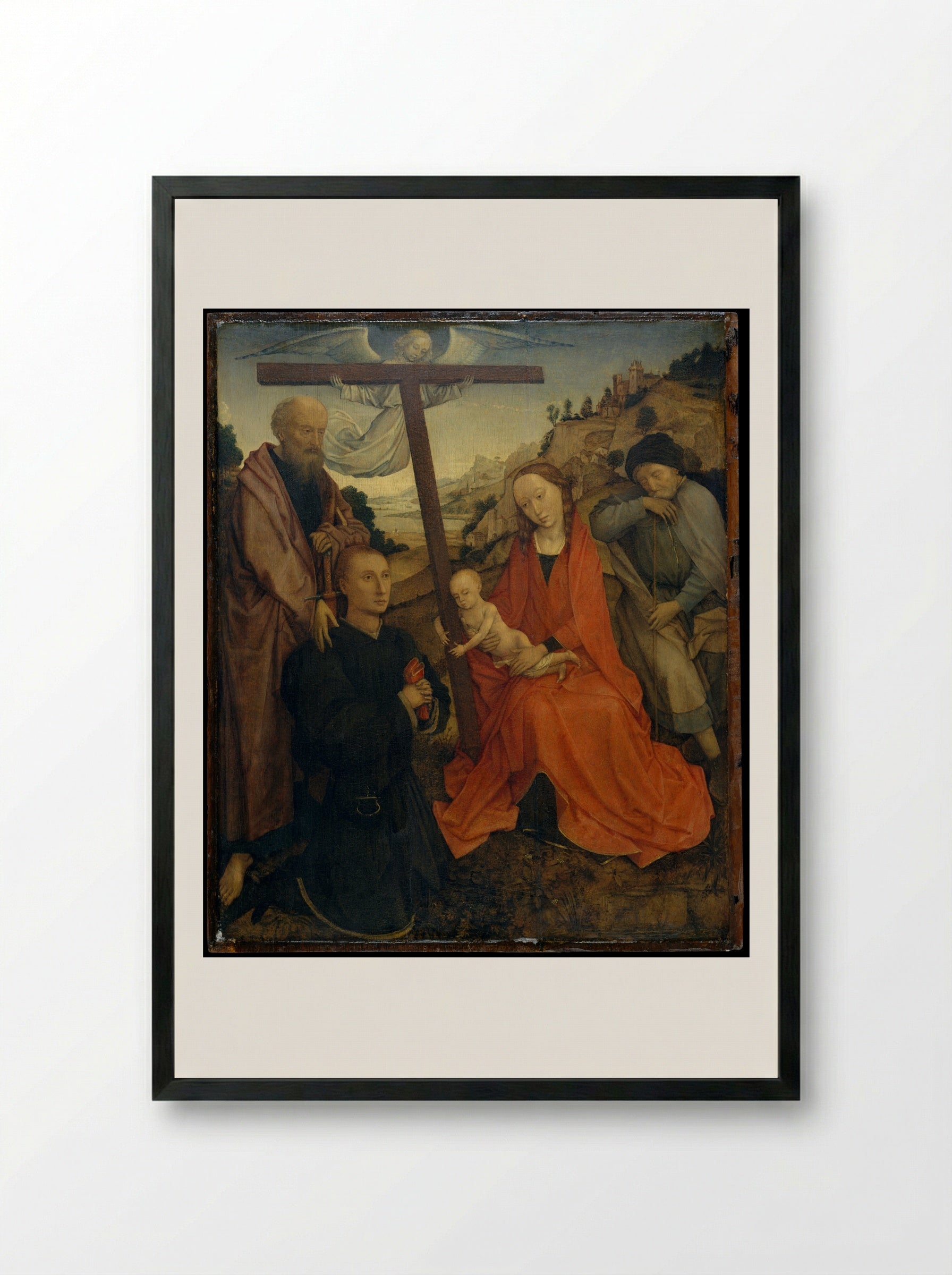 The Holy Family with Saint Paul and a Donor - Rogier van der Weyden - Framed Print Black