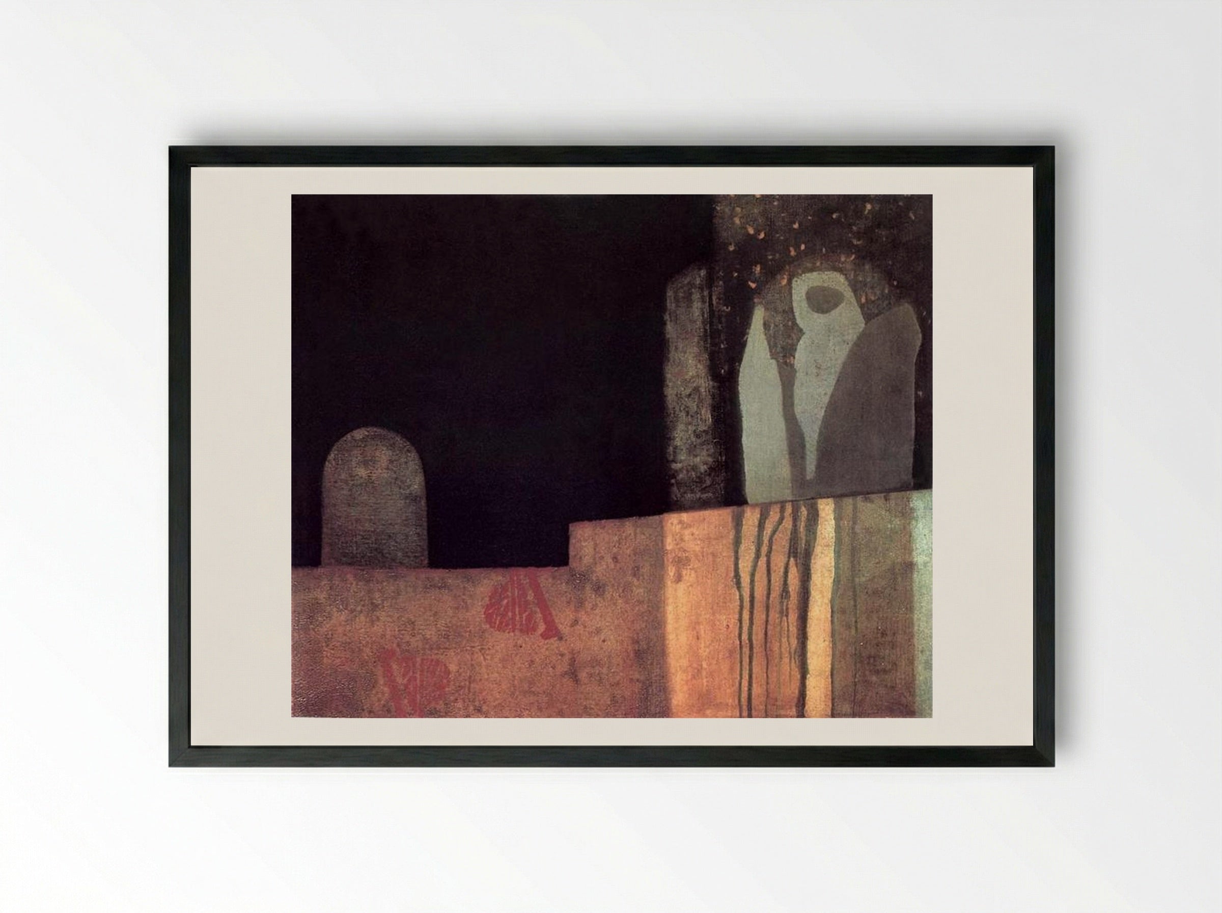 Statue in a Cemetery - Endre Bálint - Framed Print Black