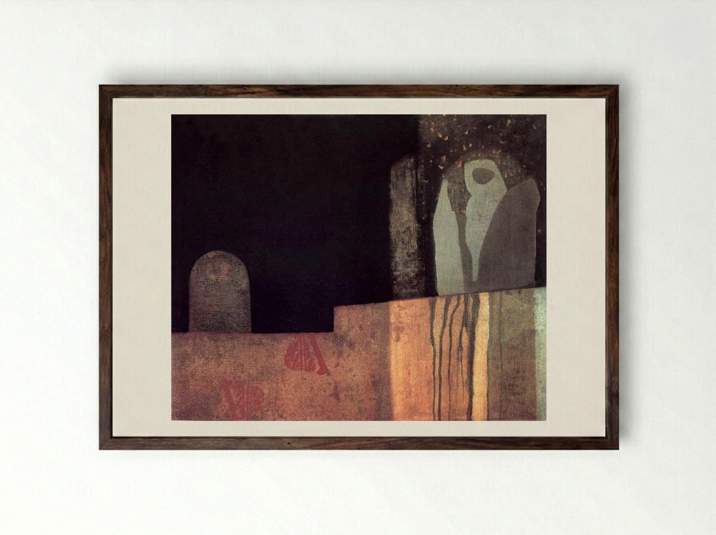 Statue in a Cemetery - Endre Bálint - Framed Print Dark Wood