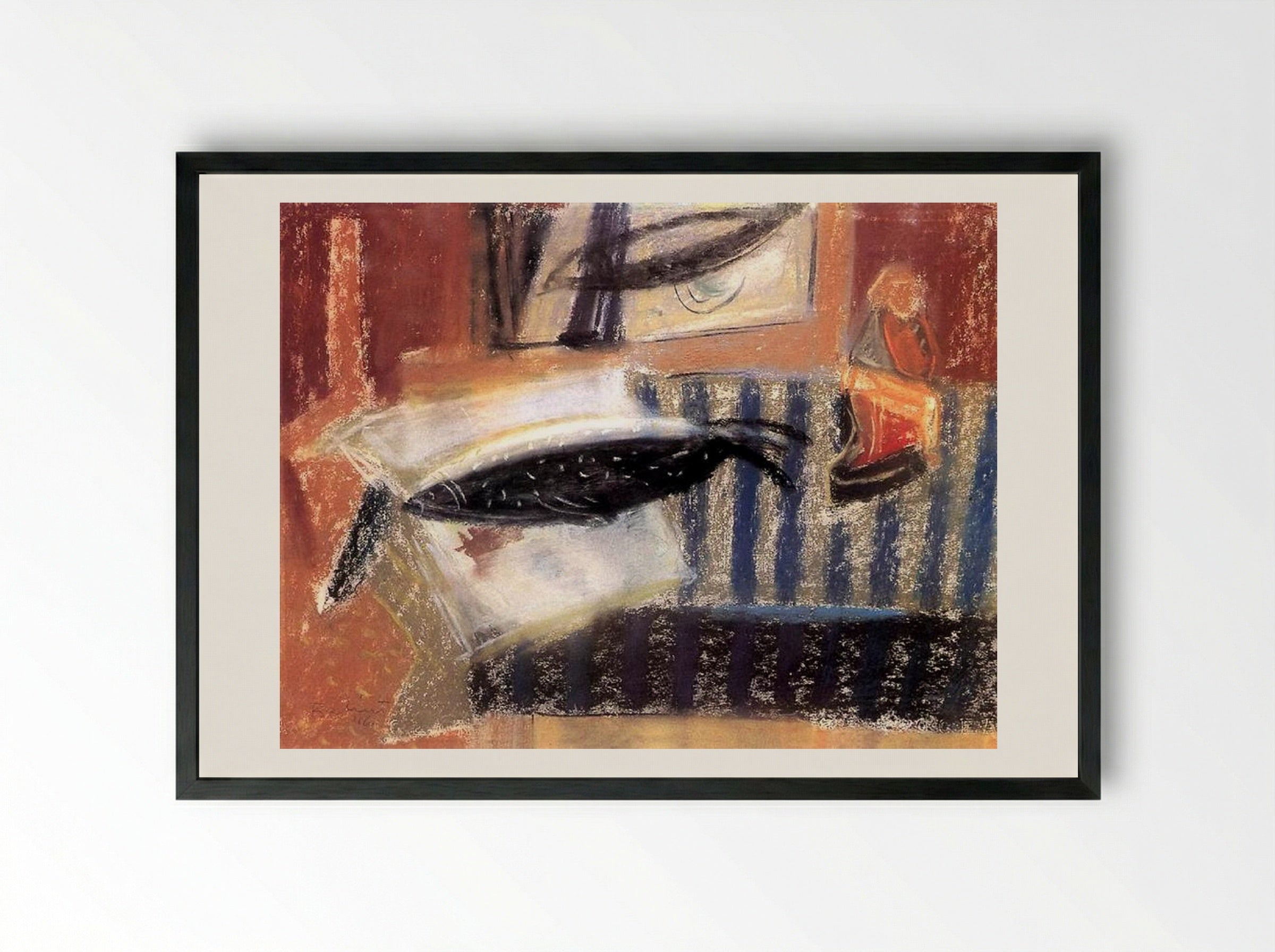 Still Life with Fish - Endre Bálint - Framed Print Black