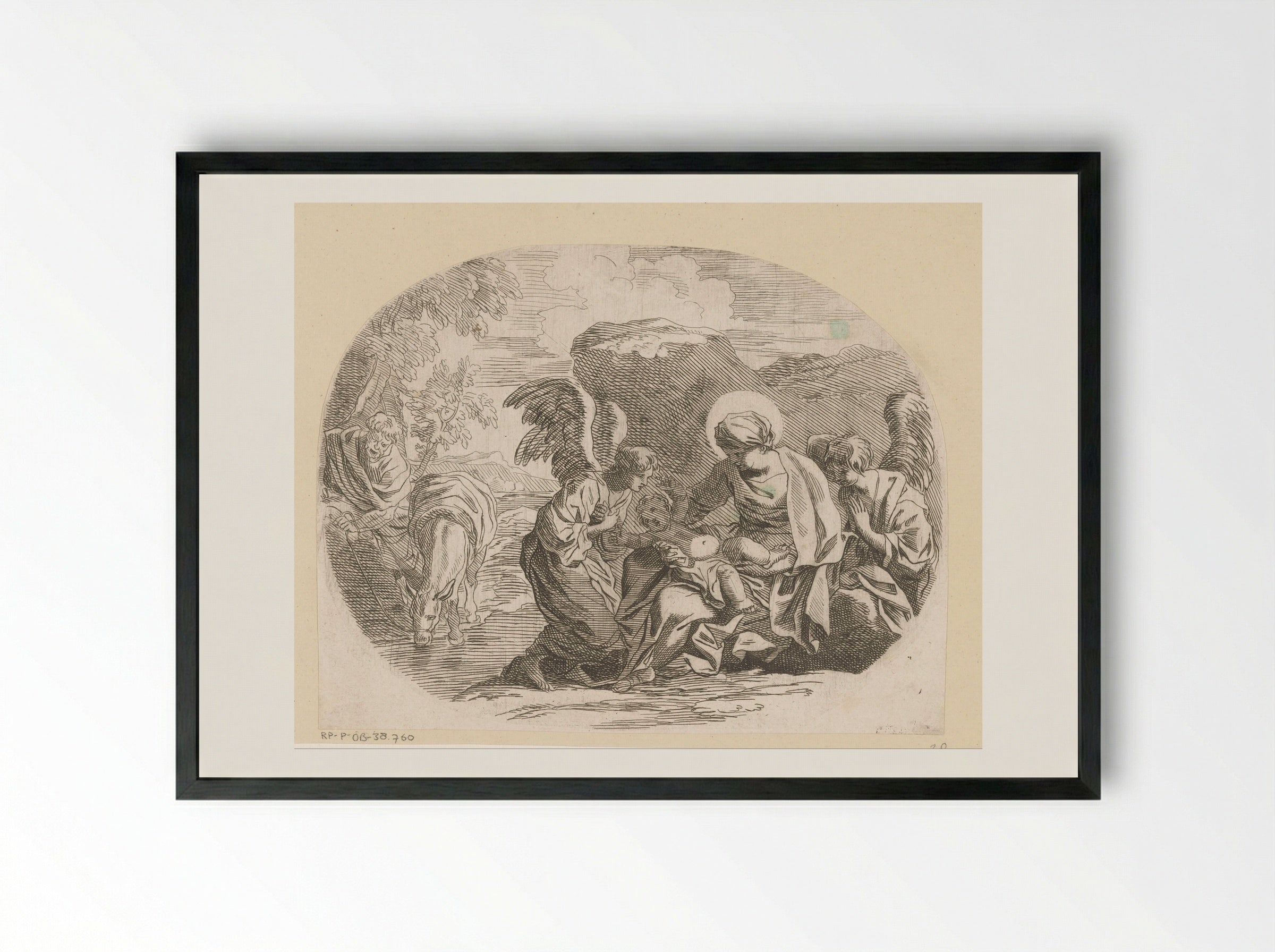 Rest on the Flight into Egypt - Sébastien Bourdon - Framed Print Black