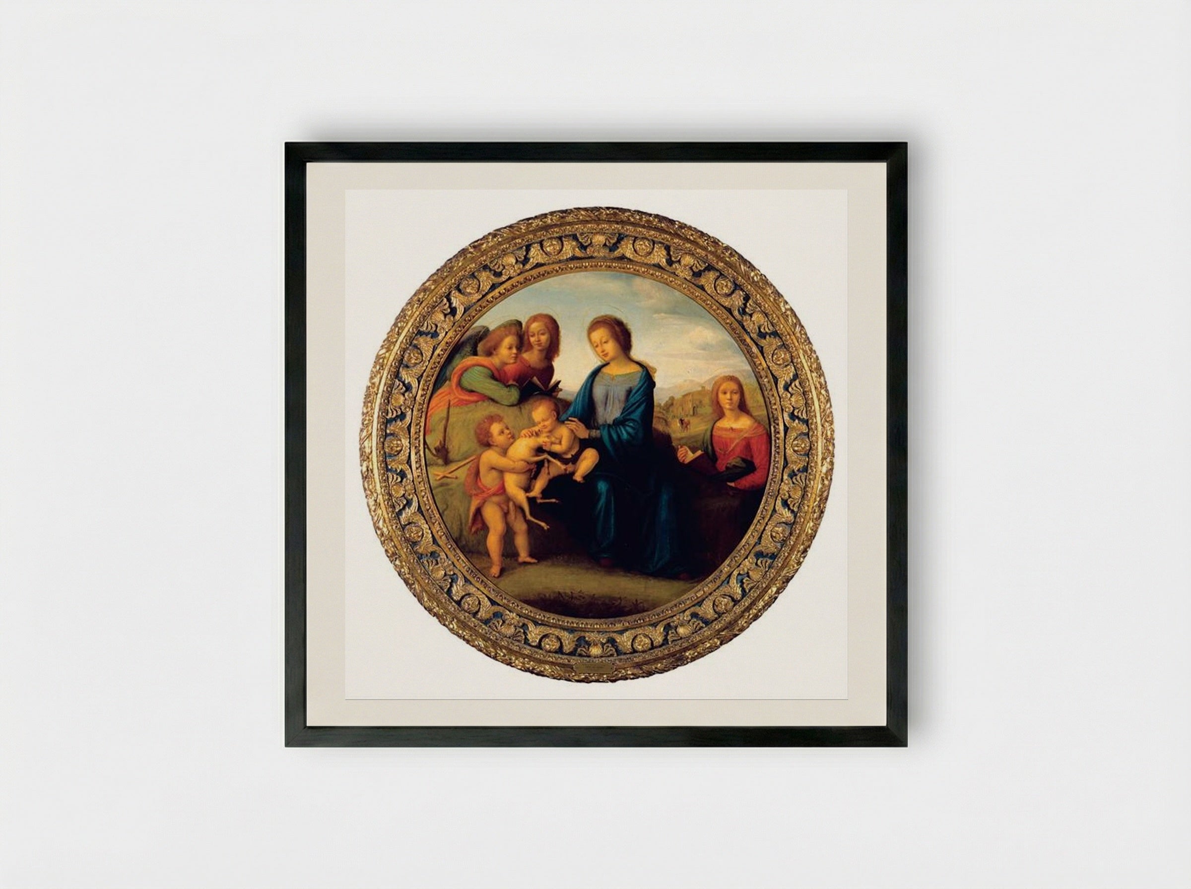 Madonna and Child with Saints and Angels - Piero di Cosimo - Framed Print Black