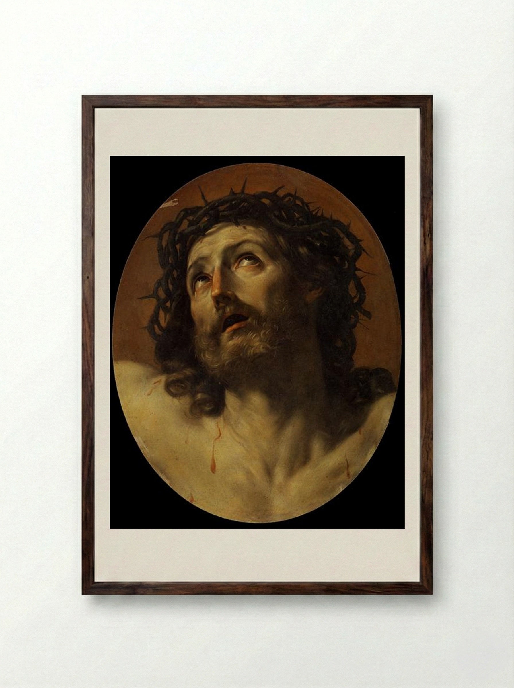 Head of Christ Crowned with Thorns - Guido Reni - Framed Print Dark Wood
