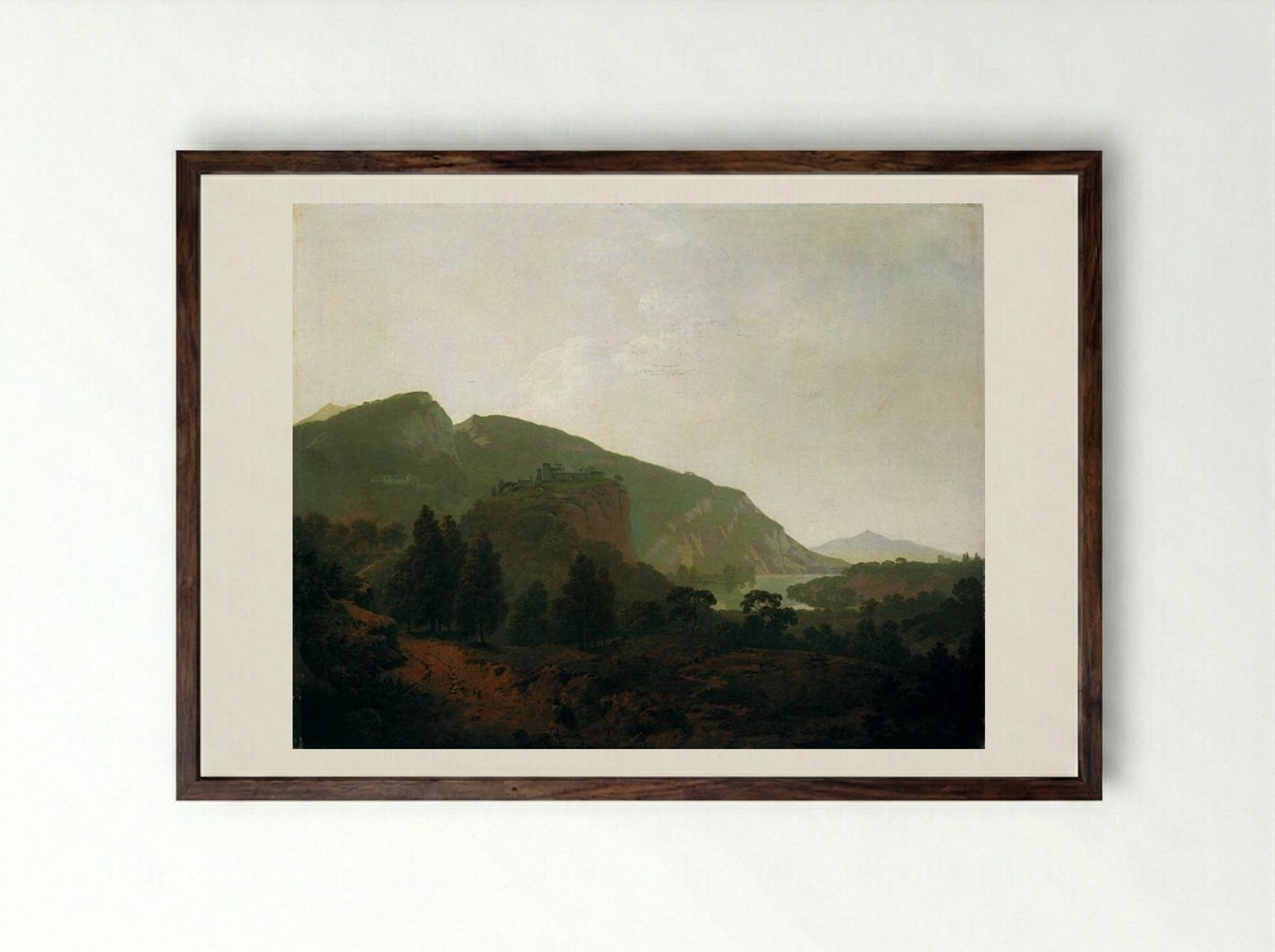 Italian Landscape - Joseph Wright of Derby - Framed Print Dark Wood