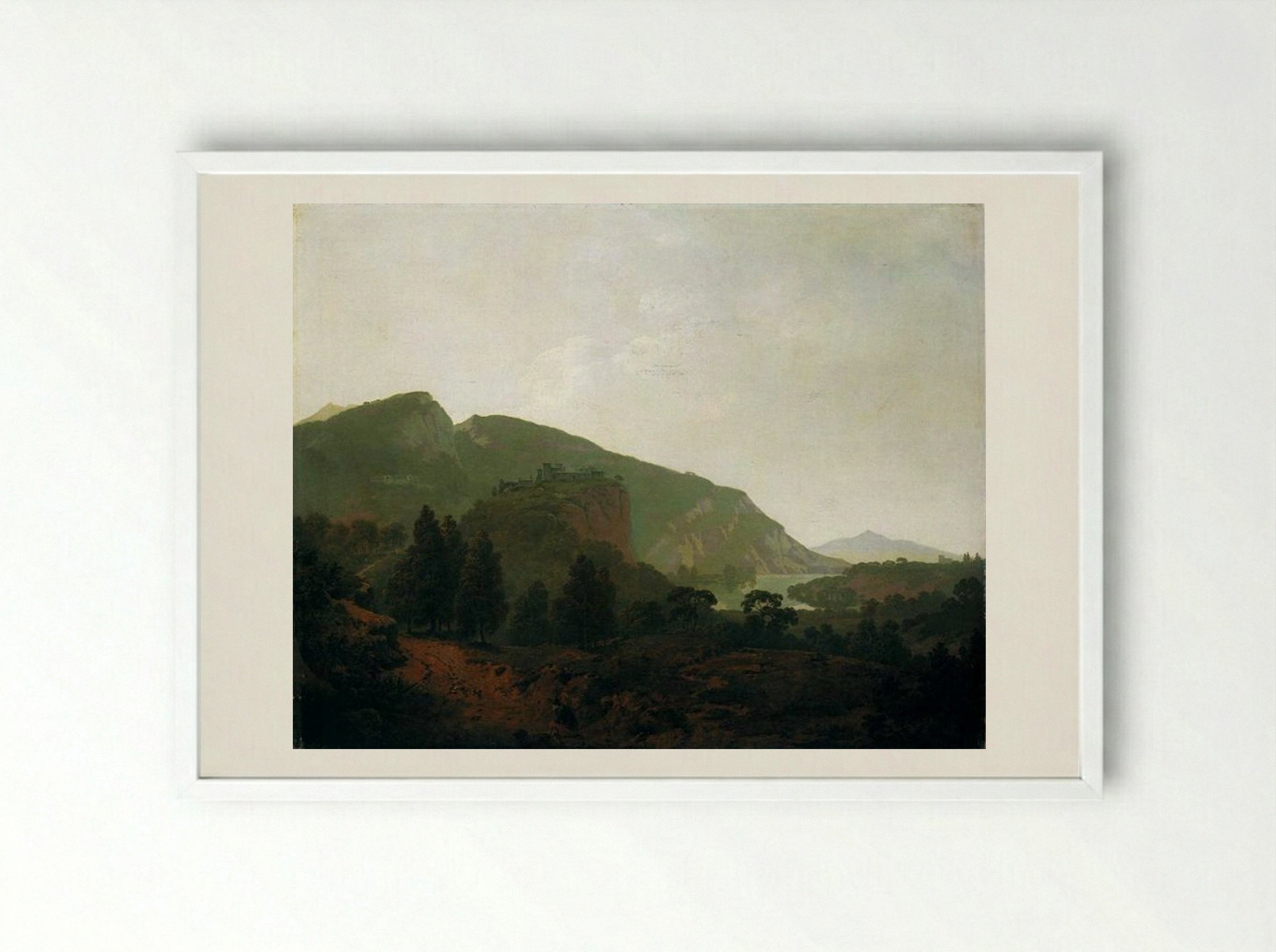 Italian Landscape - Joseph Wright of Derby - Framed Print White